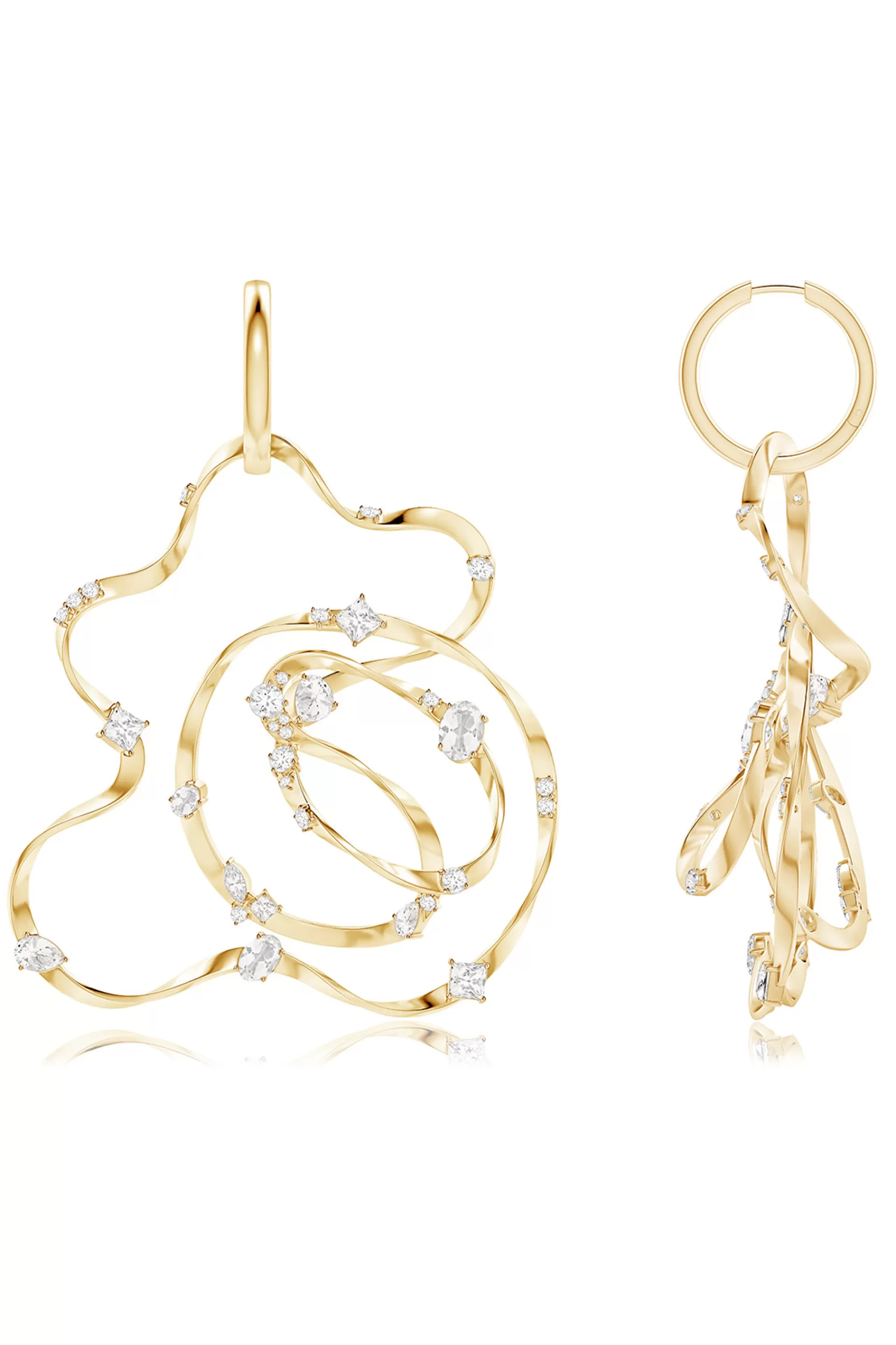 Natori Earrings | Sakura<Runway Collection Sakura White Topaz Giant Gold Hoop Earrings