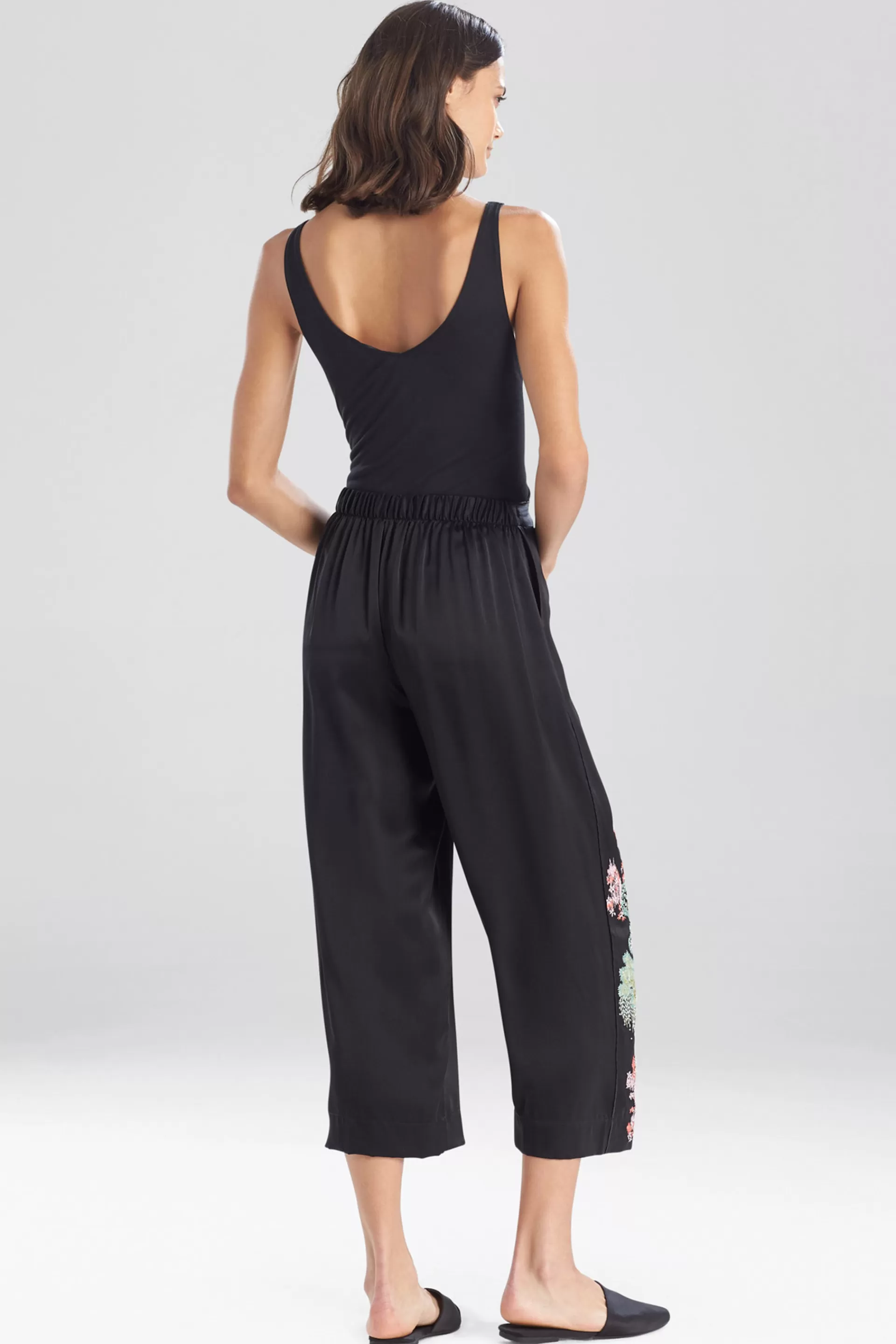 Natori Pajama Bottoms | Lounge Bottoms<Sansui Embroidered Silk Pants Black