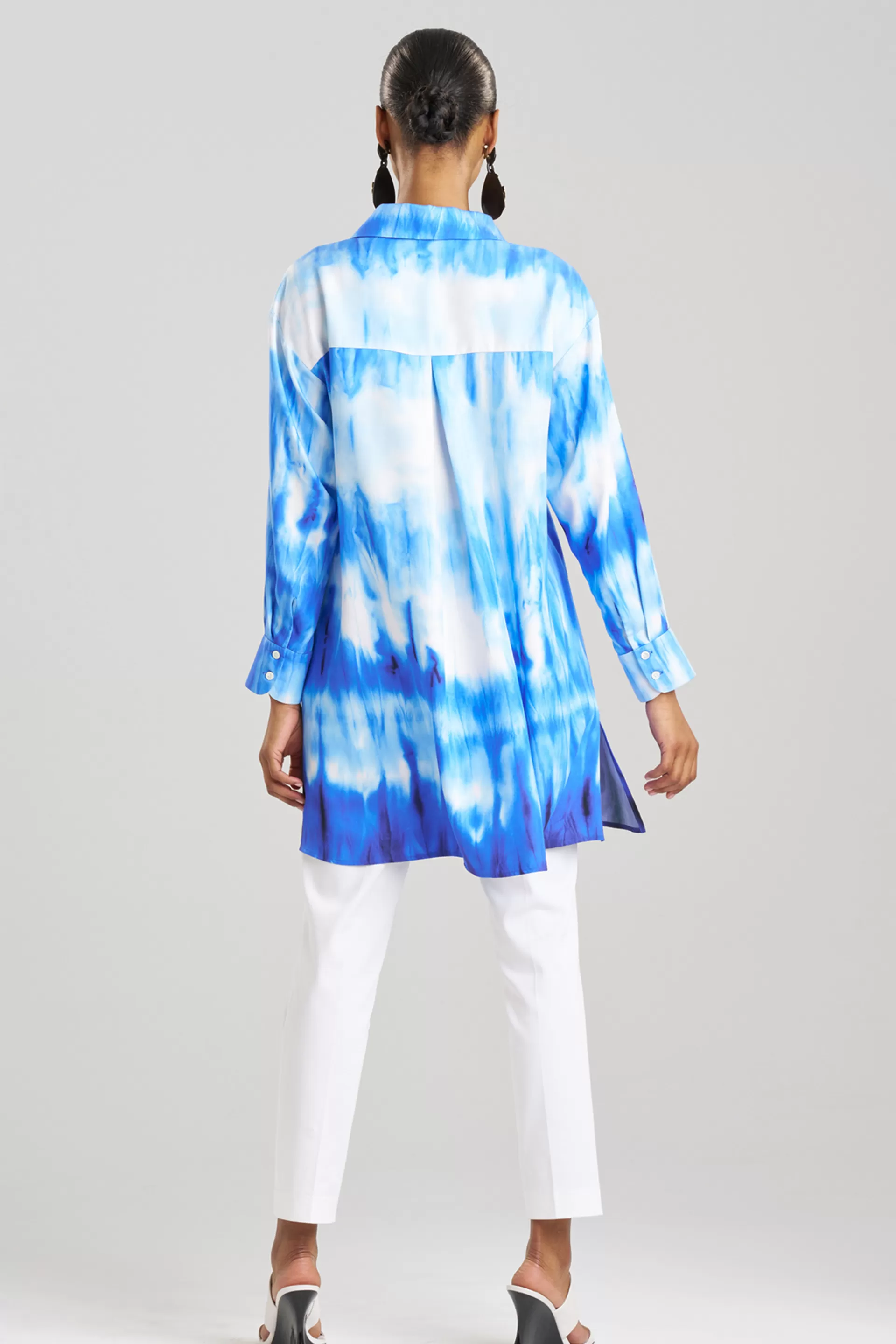 Natori Plus Sizes | Tops, Shirts & Tunics<Santorini Printed Cotton Silk Oversized Shirt Majorelle