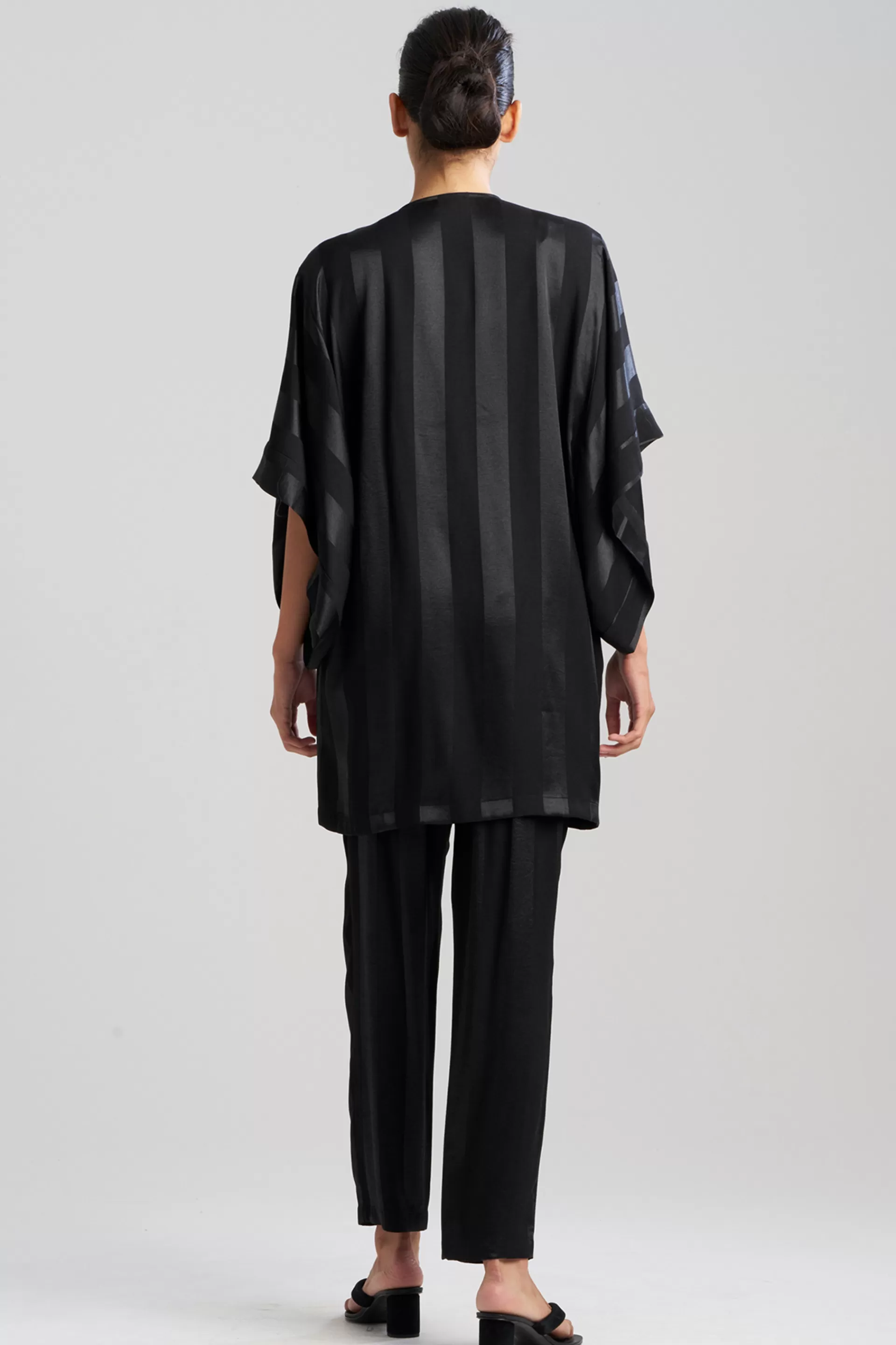 Natori Robes & Kimonos<Satin Jacquard Stripe Wrap Black