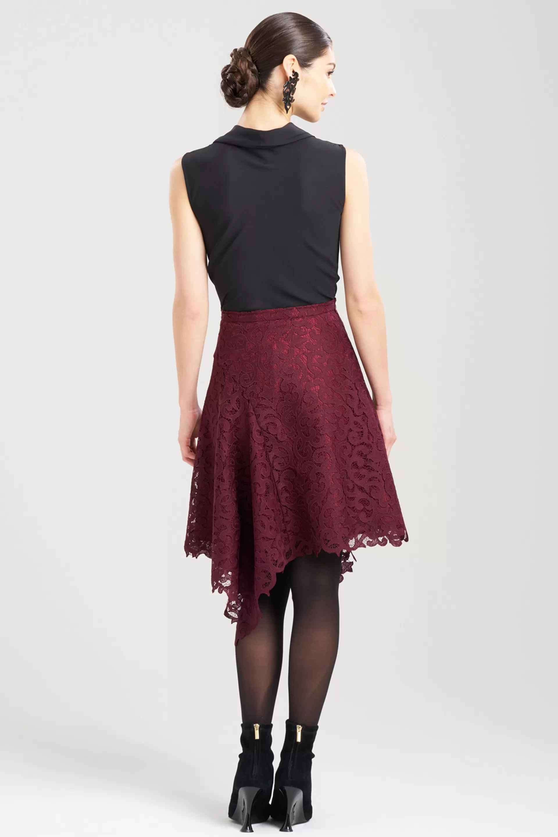 Natori Pants, Skirts & Shorts<Scroll Lace Asymmetric Skirt Bordeaux