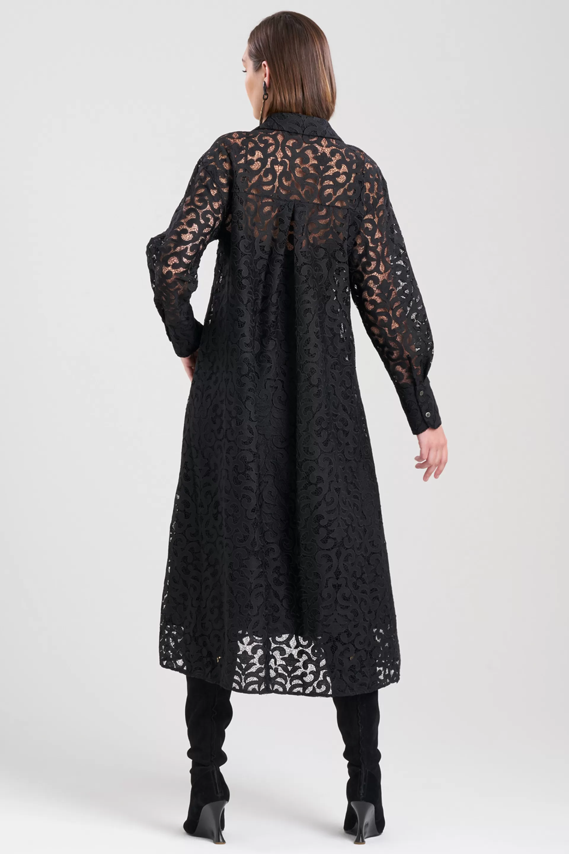 Natori Dresses<Scroll Lace Oversized Dress Black