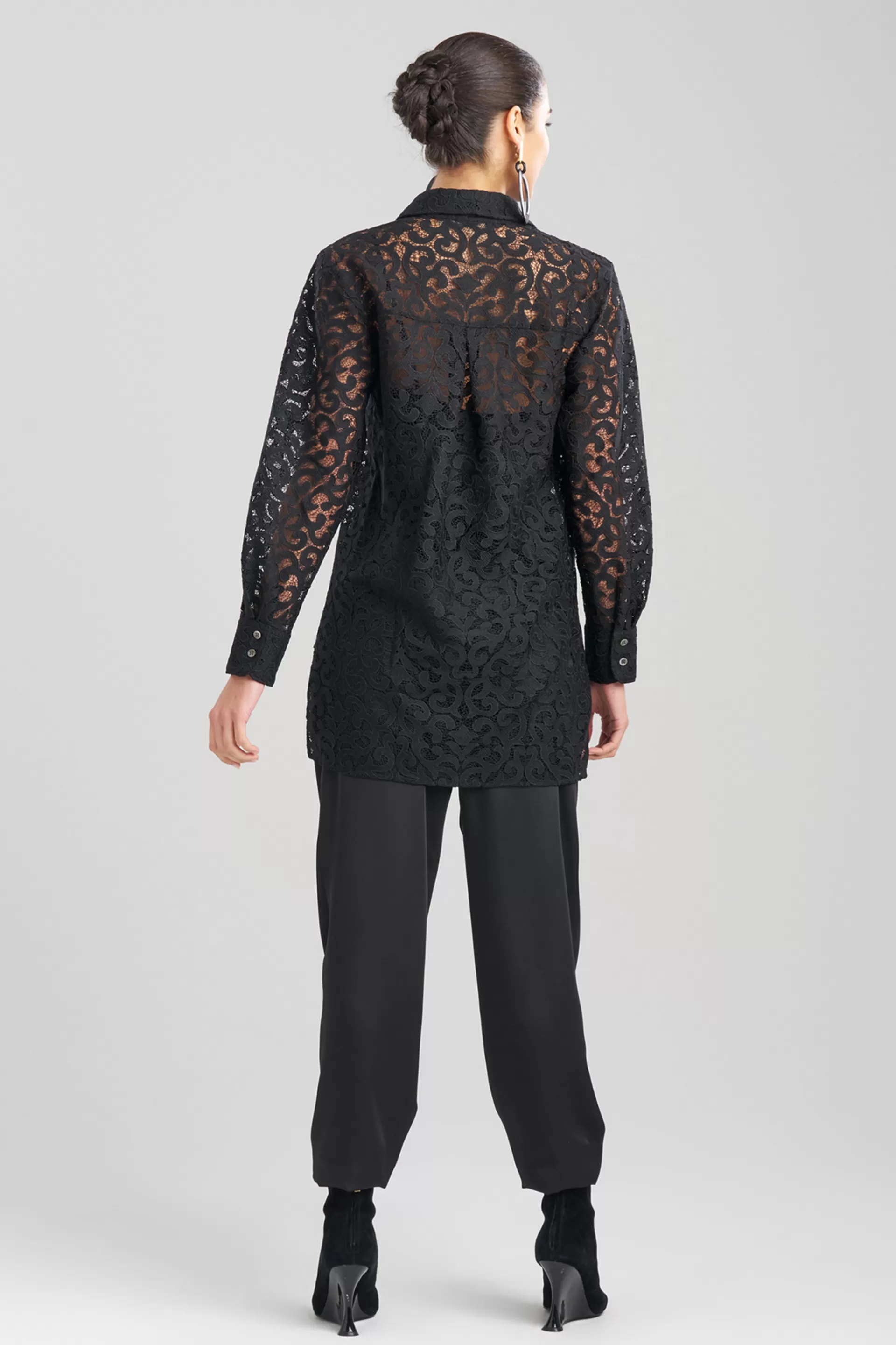 Natori Tops, Shirts & Tunics<Scroll Lace Shirt Black