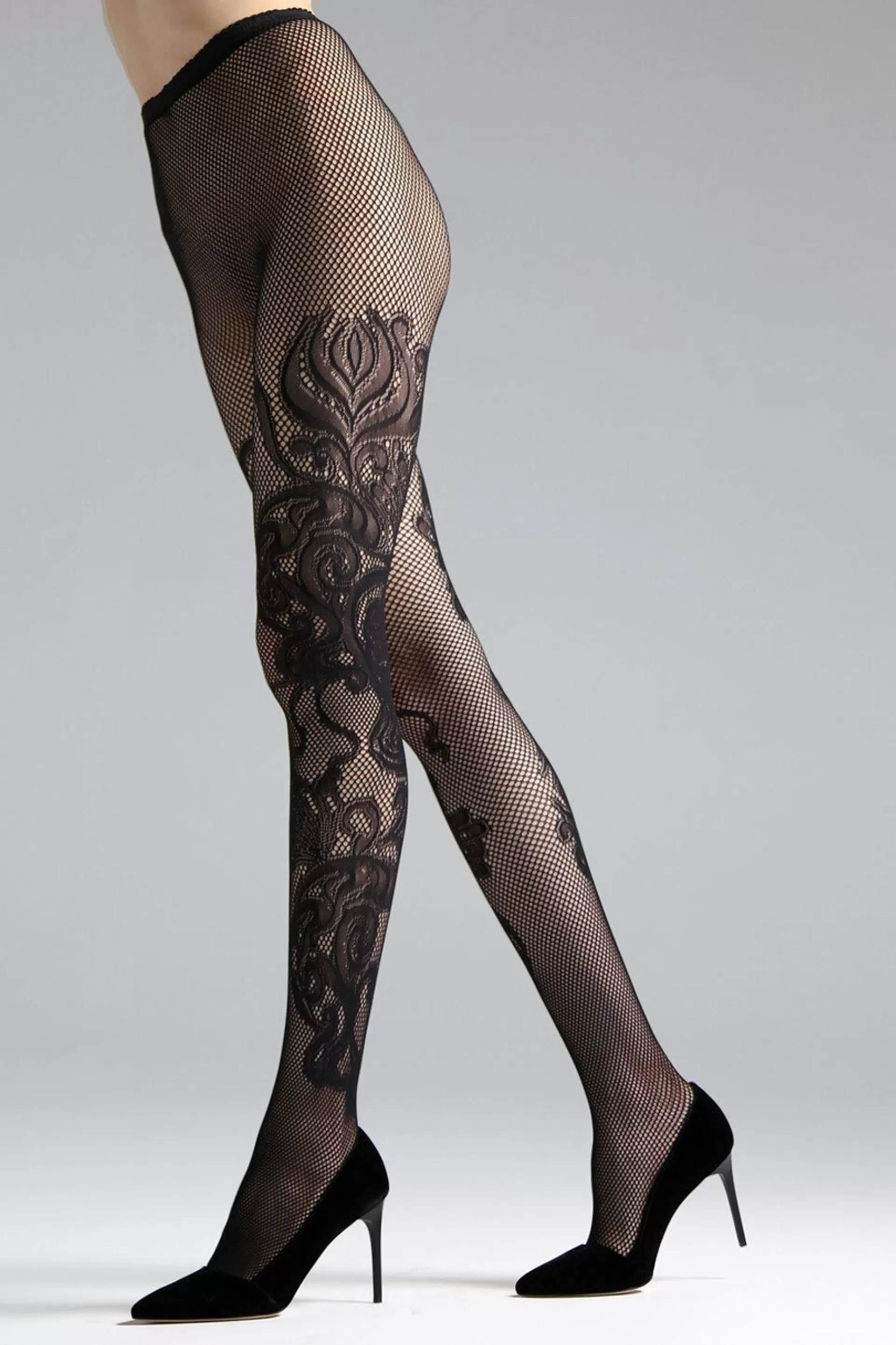 Natori Tights<Scroll Net Tights Black