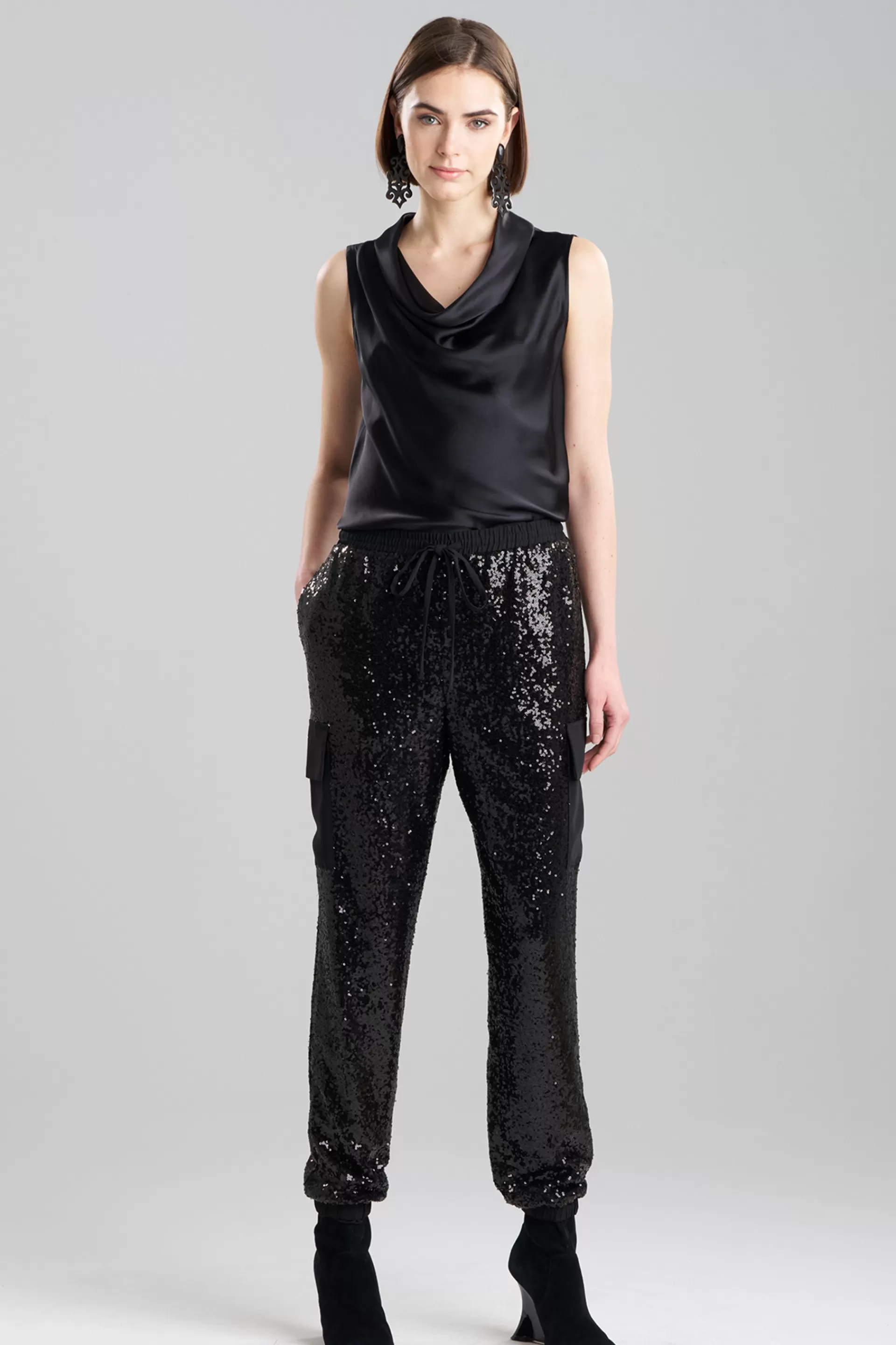 Natori Pants, Skirts & Shorts<Sequins Cargo Joggers Black