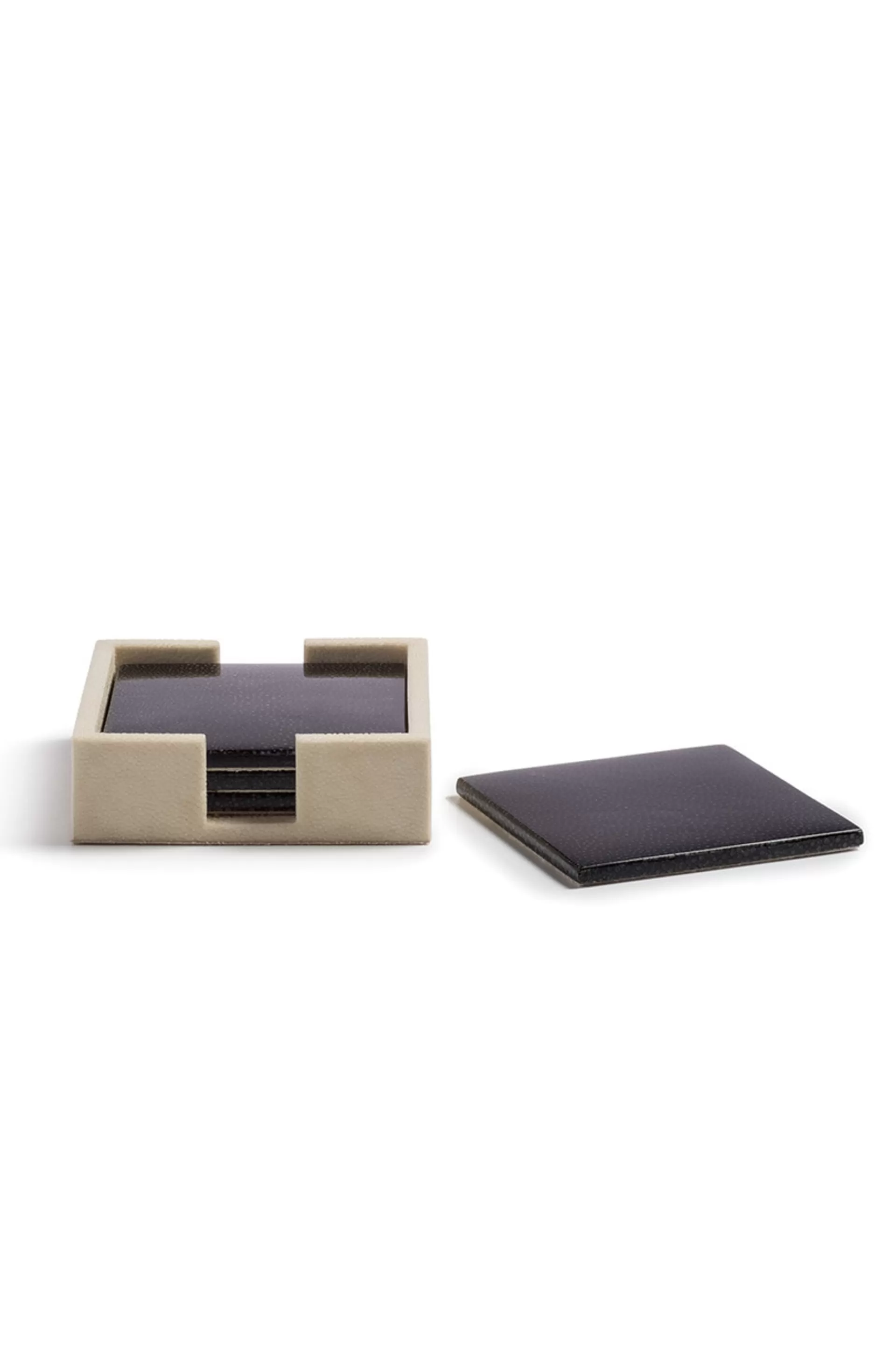 Natori Home Accents<Shagreen Coaster Set White W/ Black