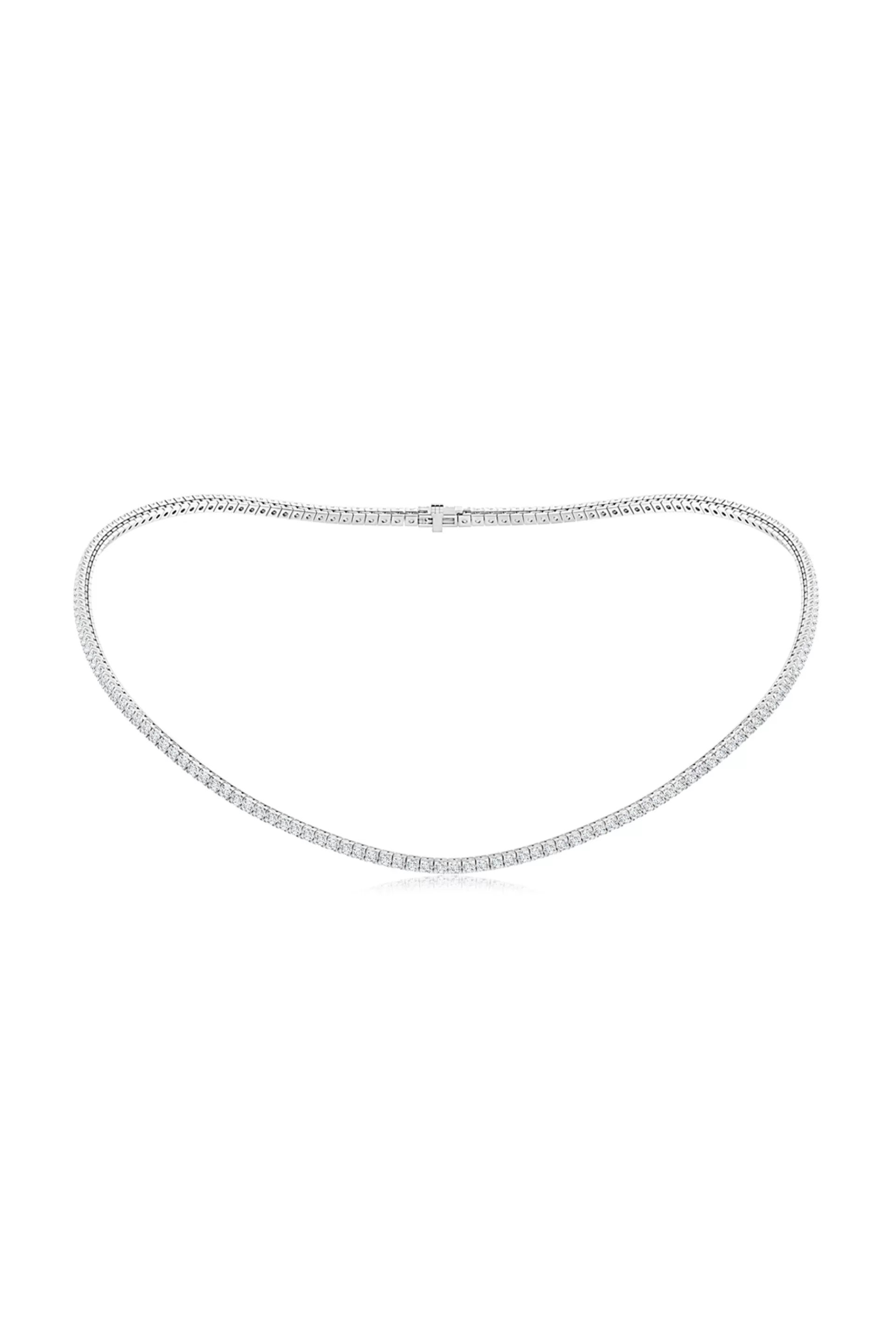 Natori Necklaces | Shangri-La<Shangri-La 14K Gold And Diamond Prong Set Tennis Necklace 14K White Gold