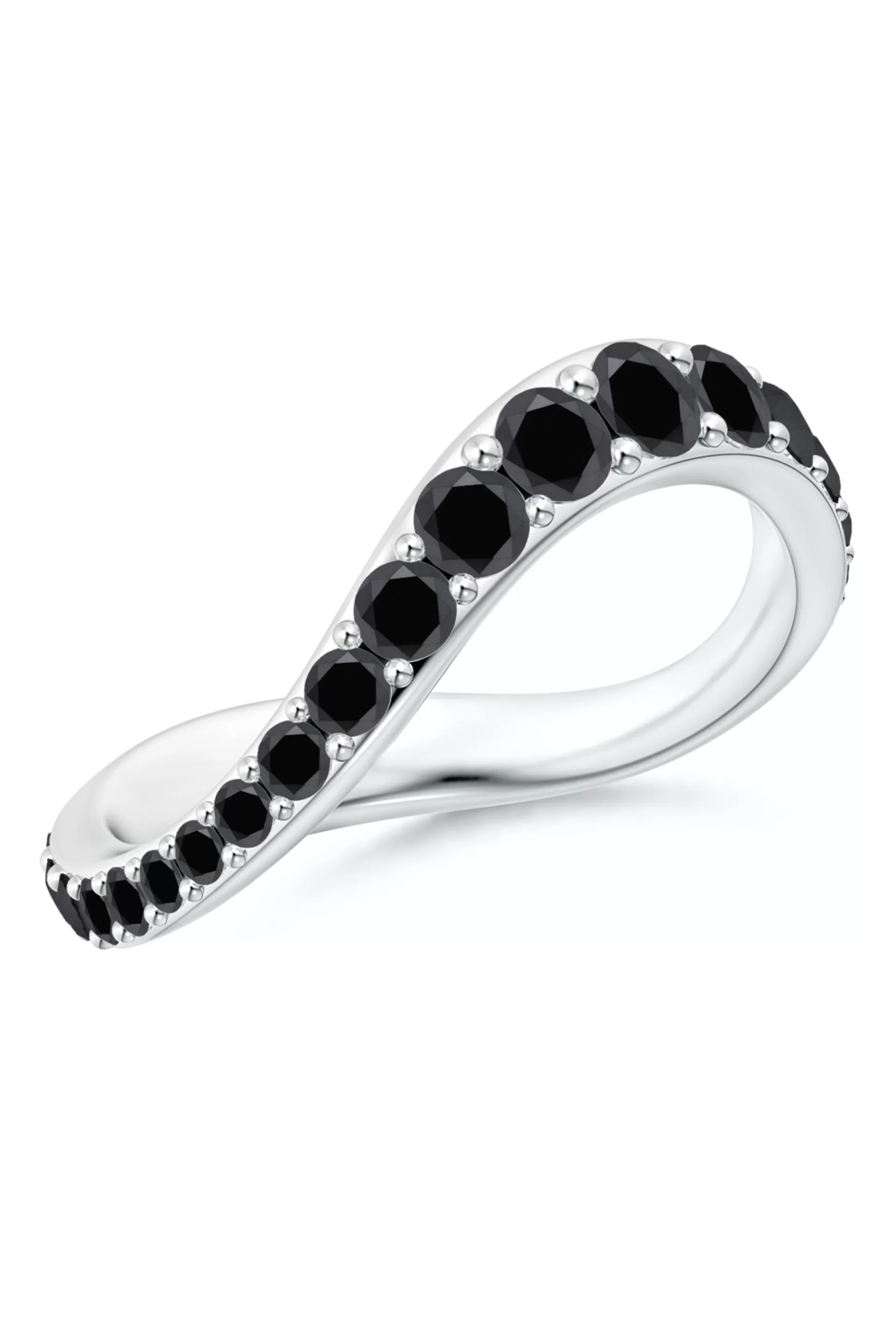 Natori Rings | Shangri-La<Shangri-La Brushstroke 14K Gold And Black Diamond Full Eternity Stacking Ring 14K White Gold