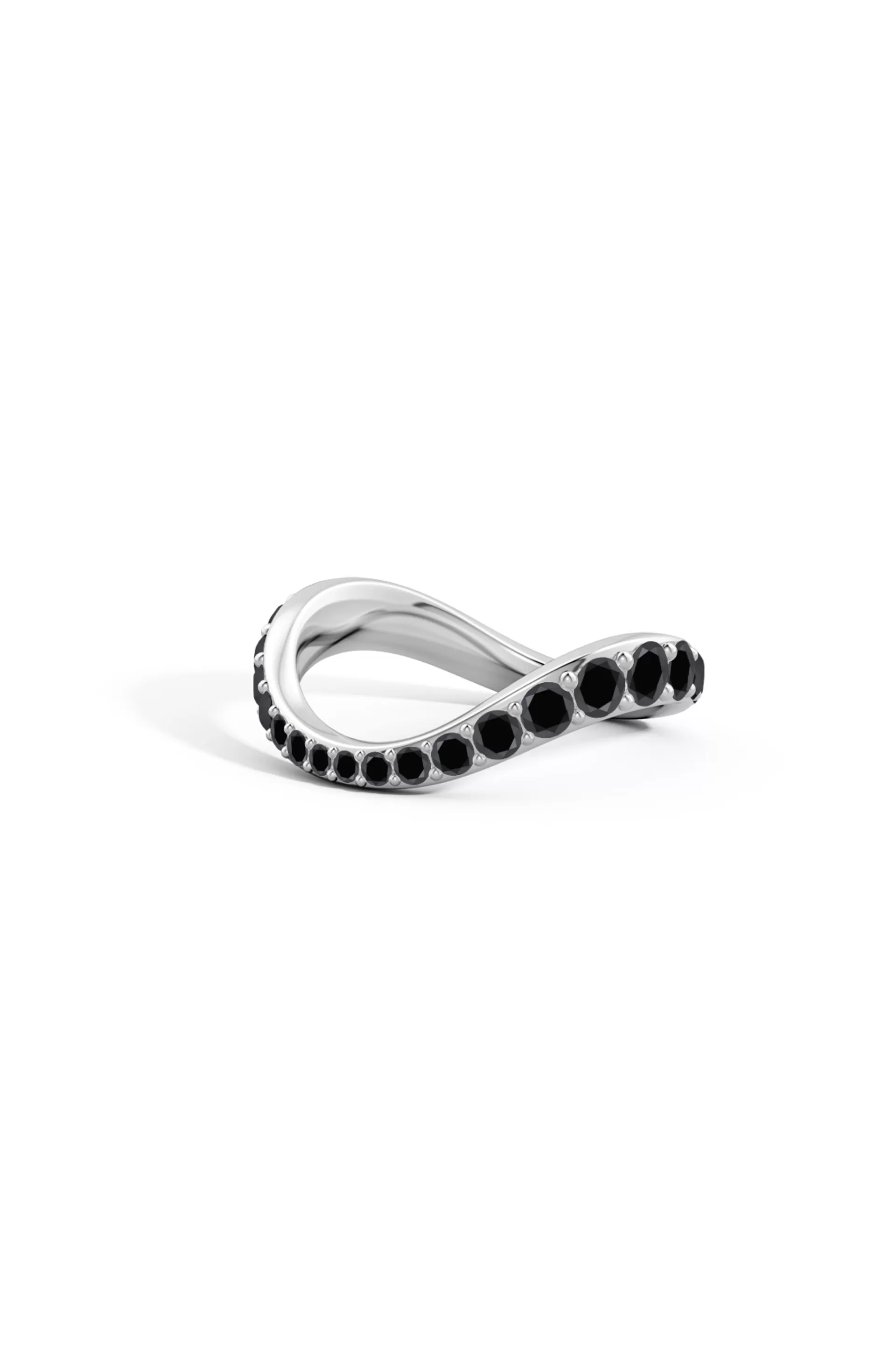 Natori Rings | Shangri-La<Shangri-La Brushstroke 14K Gold And Black Diamond Full Eternity Stacking Ring 14K White Gold