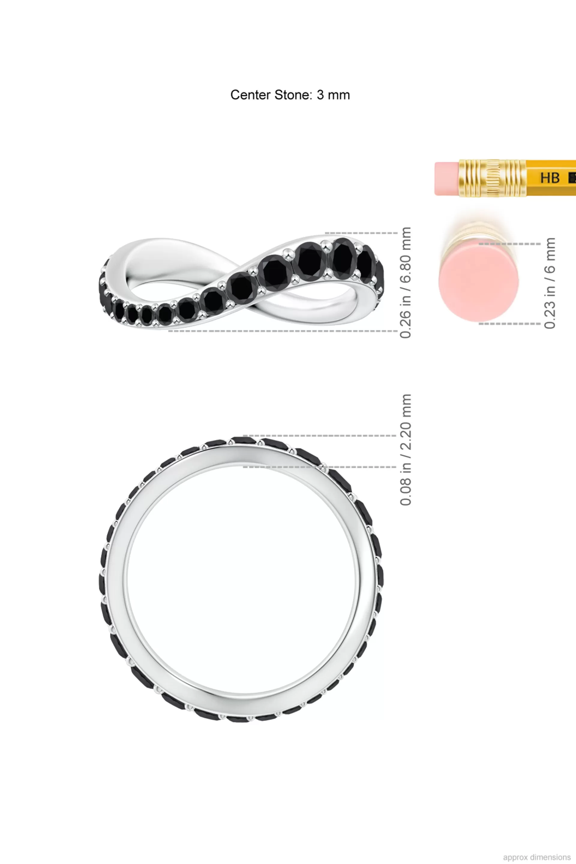Natori Rings | Shangri-La<Shangri-La Brushstroke 14K Gold And Black Diamond Full Eternity Stacking Ring 14K White Gold