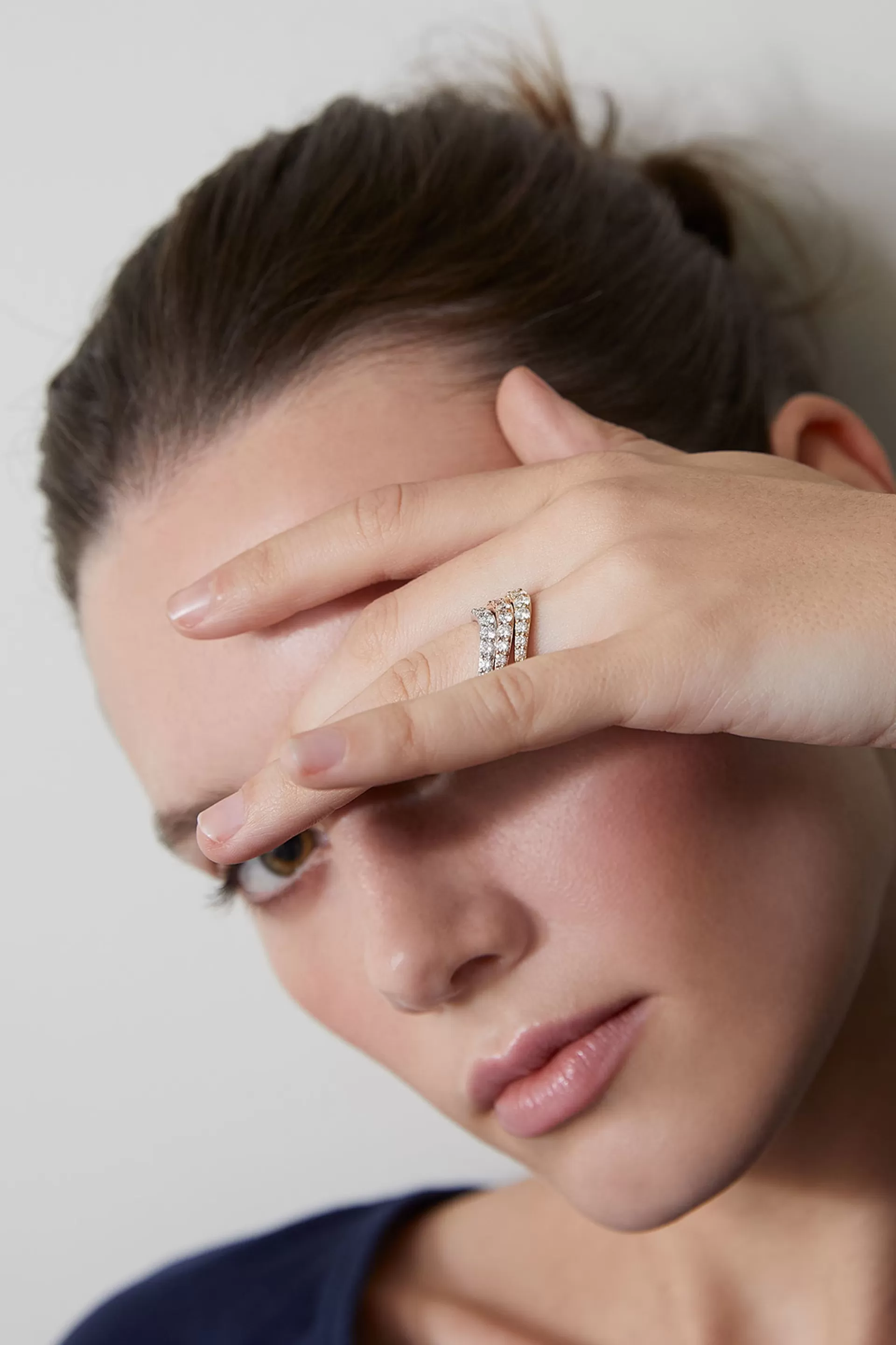 Natori Rings | Shangri-La<Shangri-La Brushstroke 14K Gold And Diamond Half Eternity Stacking Ring