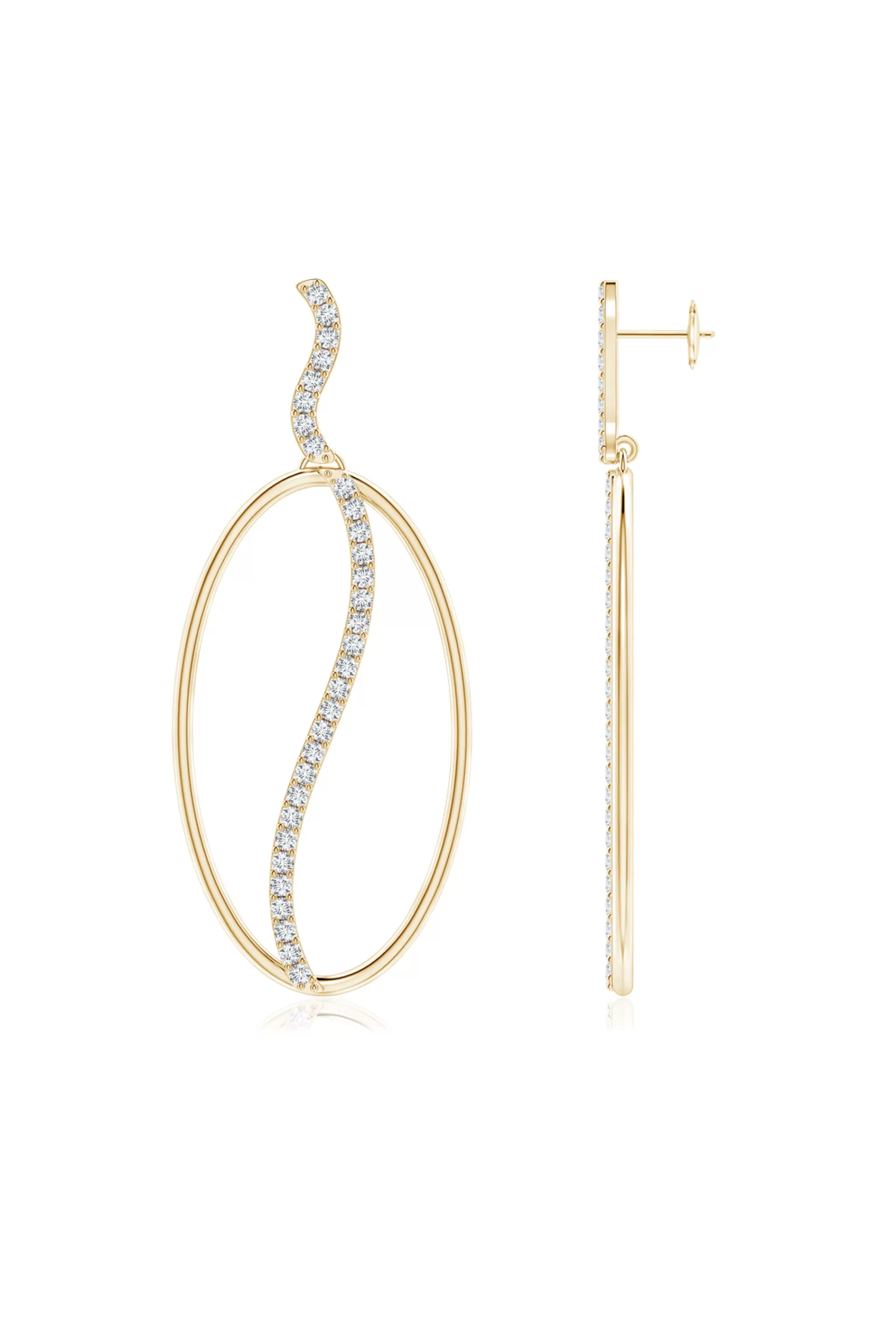 Natori Earrings | Shangri-La<Shangri-La Elliptical Yin-Yang 14K Gold And Diamond Dangle Earrings 14K Yellow Gold