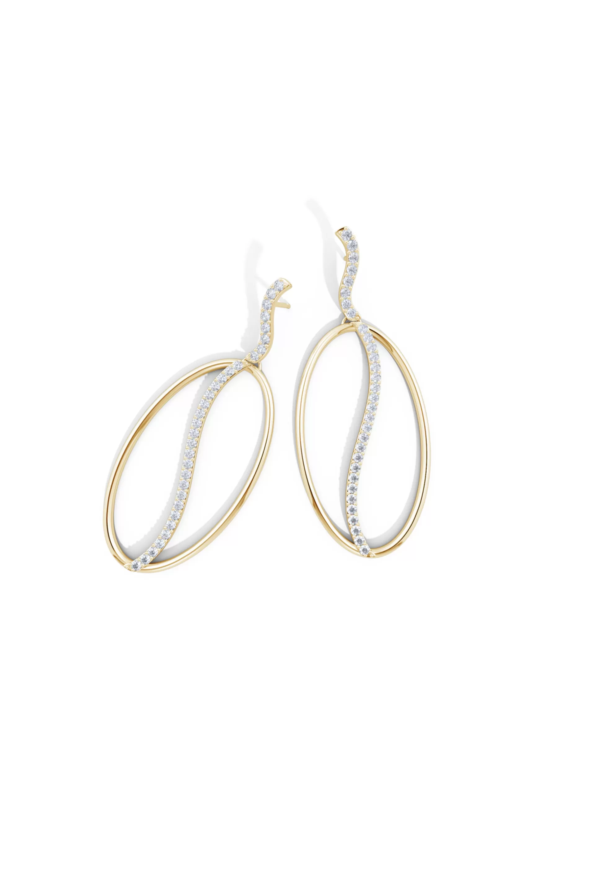 Natori Earrings | Shangri-La<Shangri-La Elliptical Yin-Yang 14K Gold And Diamond Dangle Earrings 14K Yellow Gold