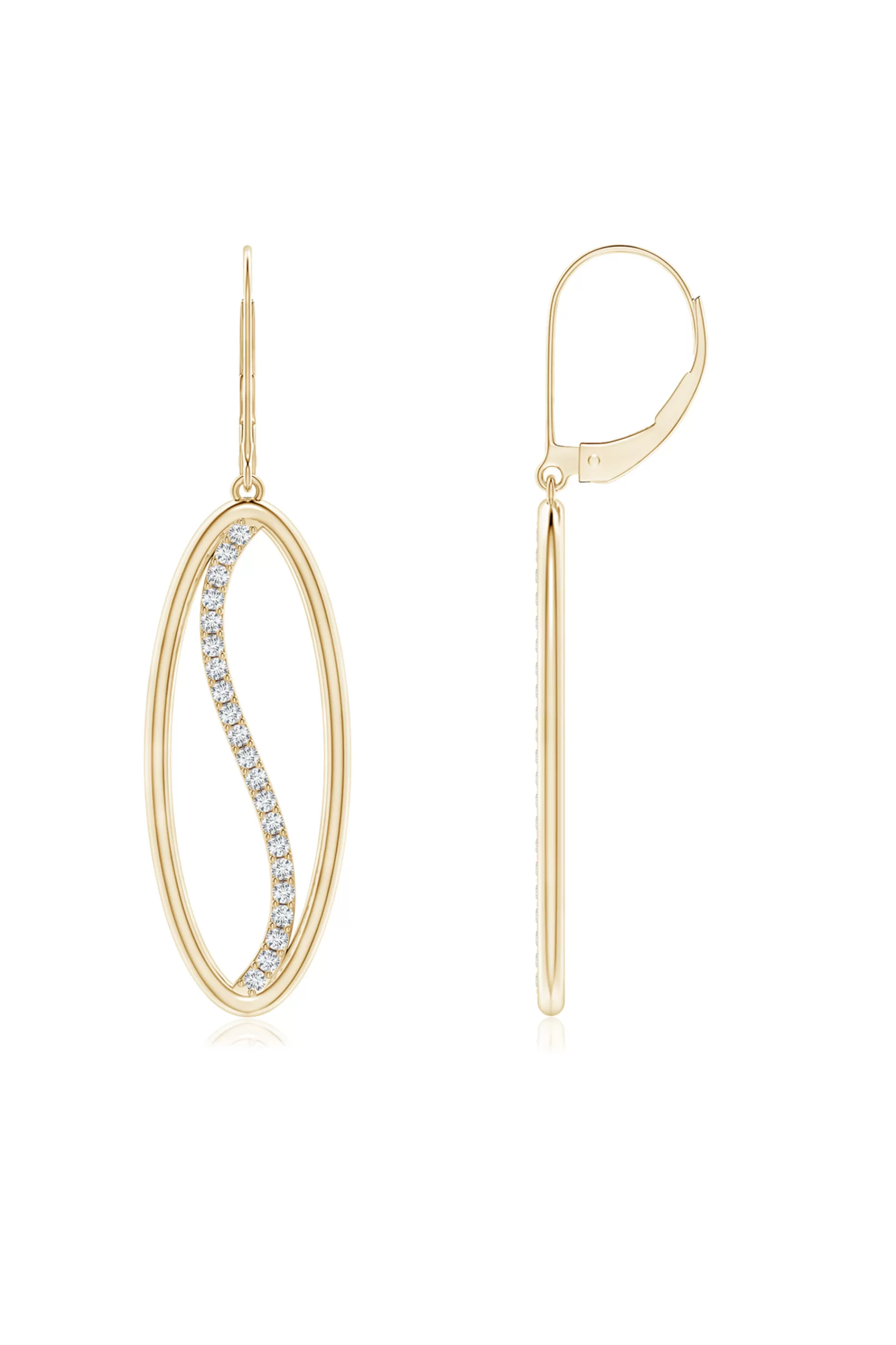 Natori Earrings | Shangri-La<Shangri-La Elliptical Yin-Yang 14K Gold And Diamond Medium Leverback Earrings