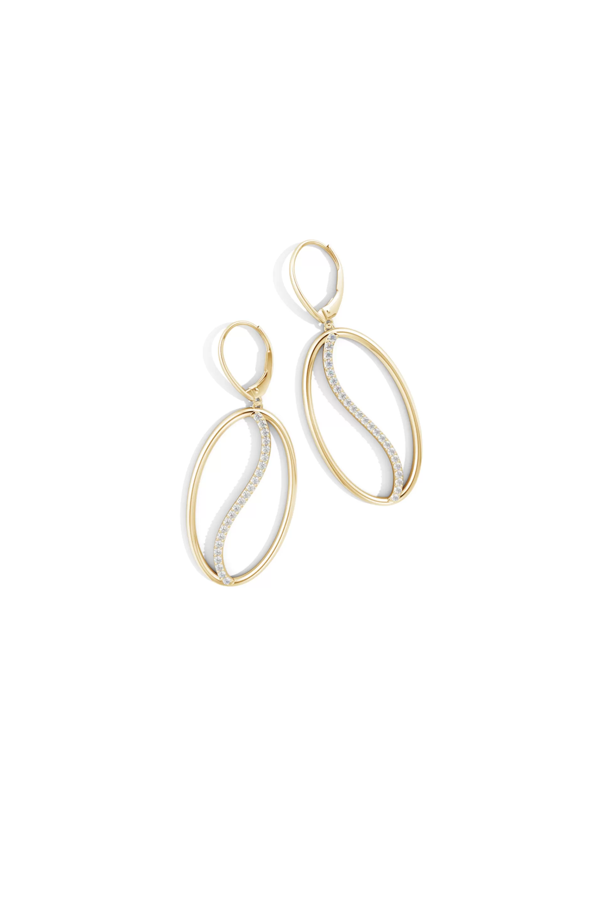 Natori Earrings | Shangri-La<Shangri-La Elliptical Yin-Yang 14K-Gold And Diamond Large Leverback Earrings