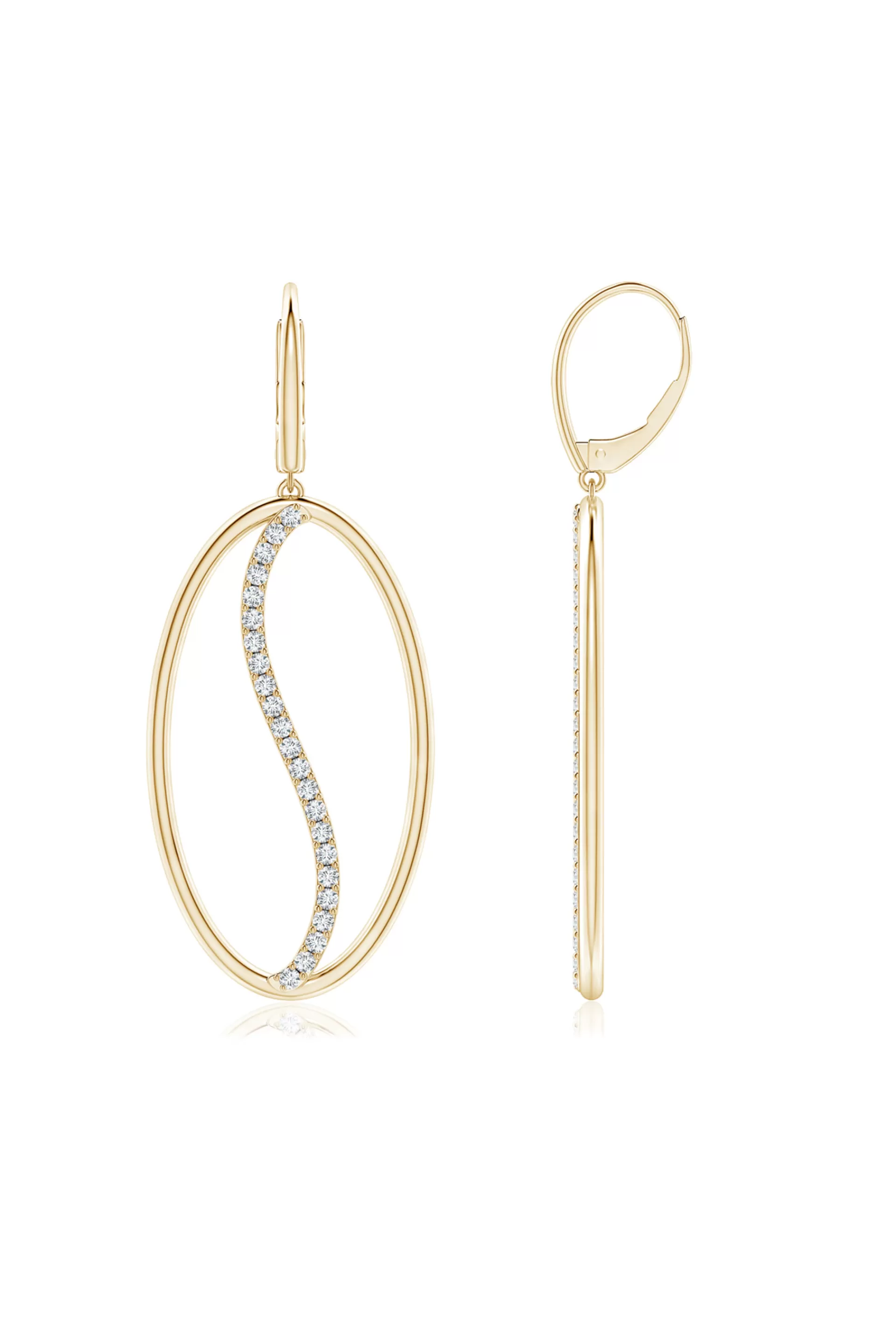 Natori Earrings | Shangri-La<Shangri-La Elliptical Yin-Yang 14K-Gold And Diamond Large Leverback Earrings