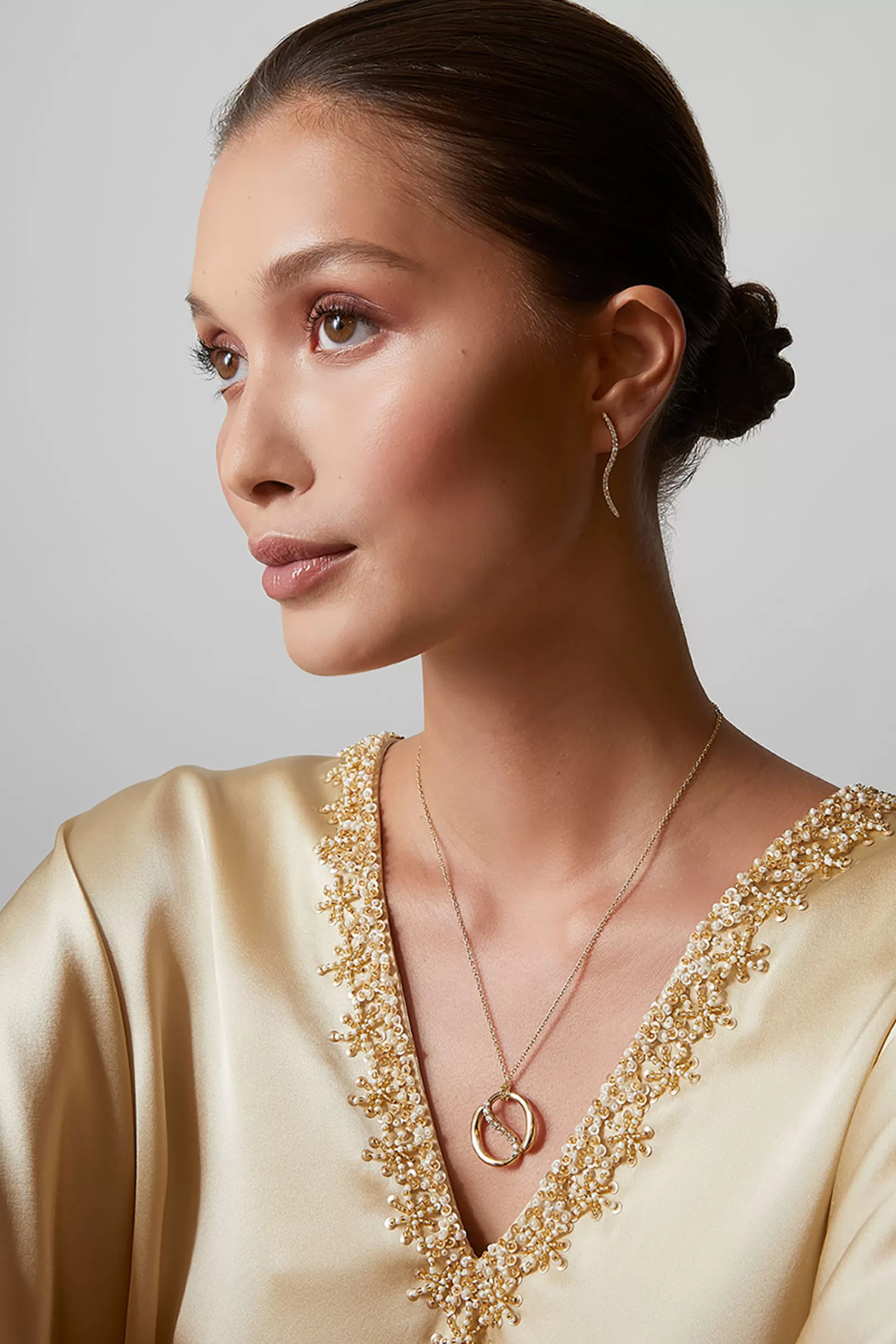 Natori Necklaces | Shangri-La<Shangri-La Yin-Yang 14K Gold And Diamond Knot Chain Pendant Necklace 14K Yellow Gold