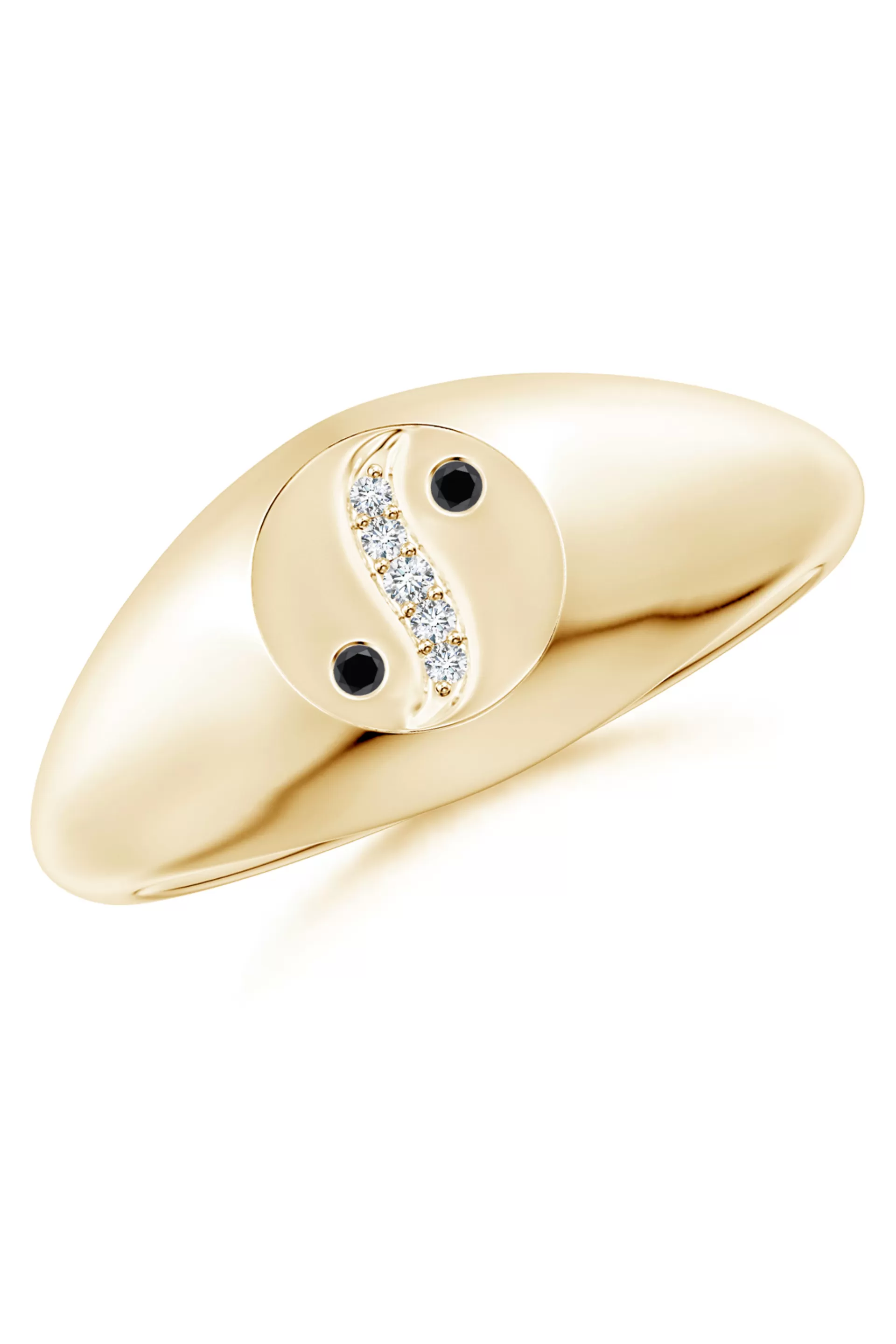 Natori Rings | Shangri-La<Shangri-La Yin-Yang 14K Gold With Black & White Diamond Signet Ring 14K Yellow Gold