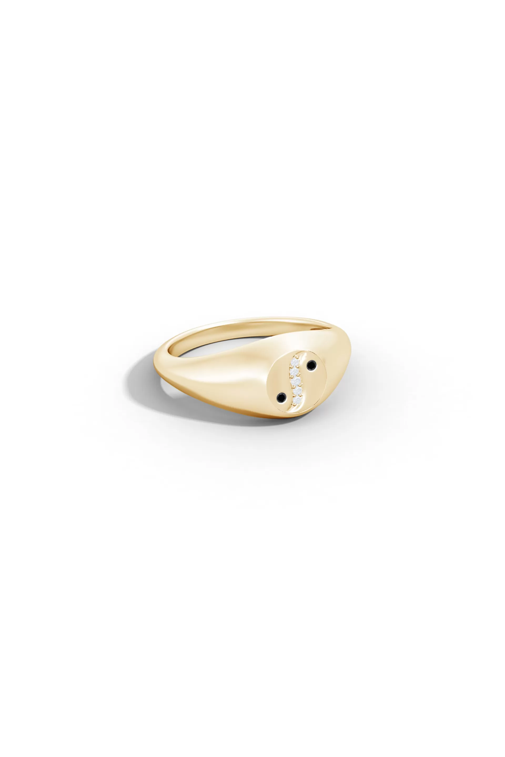 Natori Rings | Shangri-La<Shangri-La Yin-Yang 14K Gold With Black & White Diamond Signet Ring 14K Yellow Gold