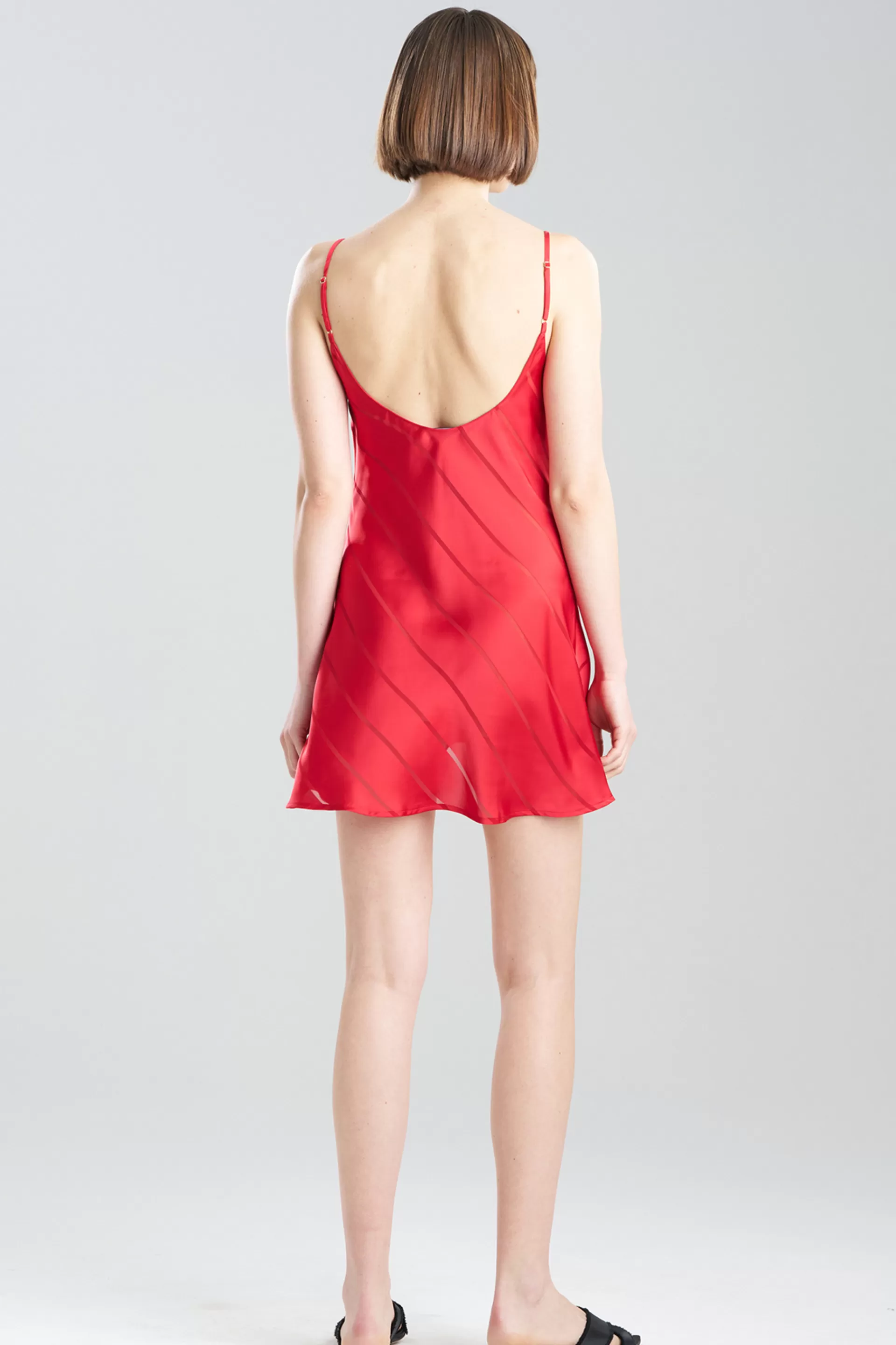 Natori Chemises<Sheer Stripe Jacquard Chemise Brocade Red