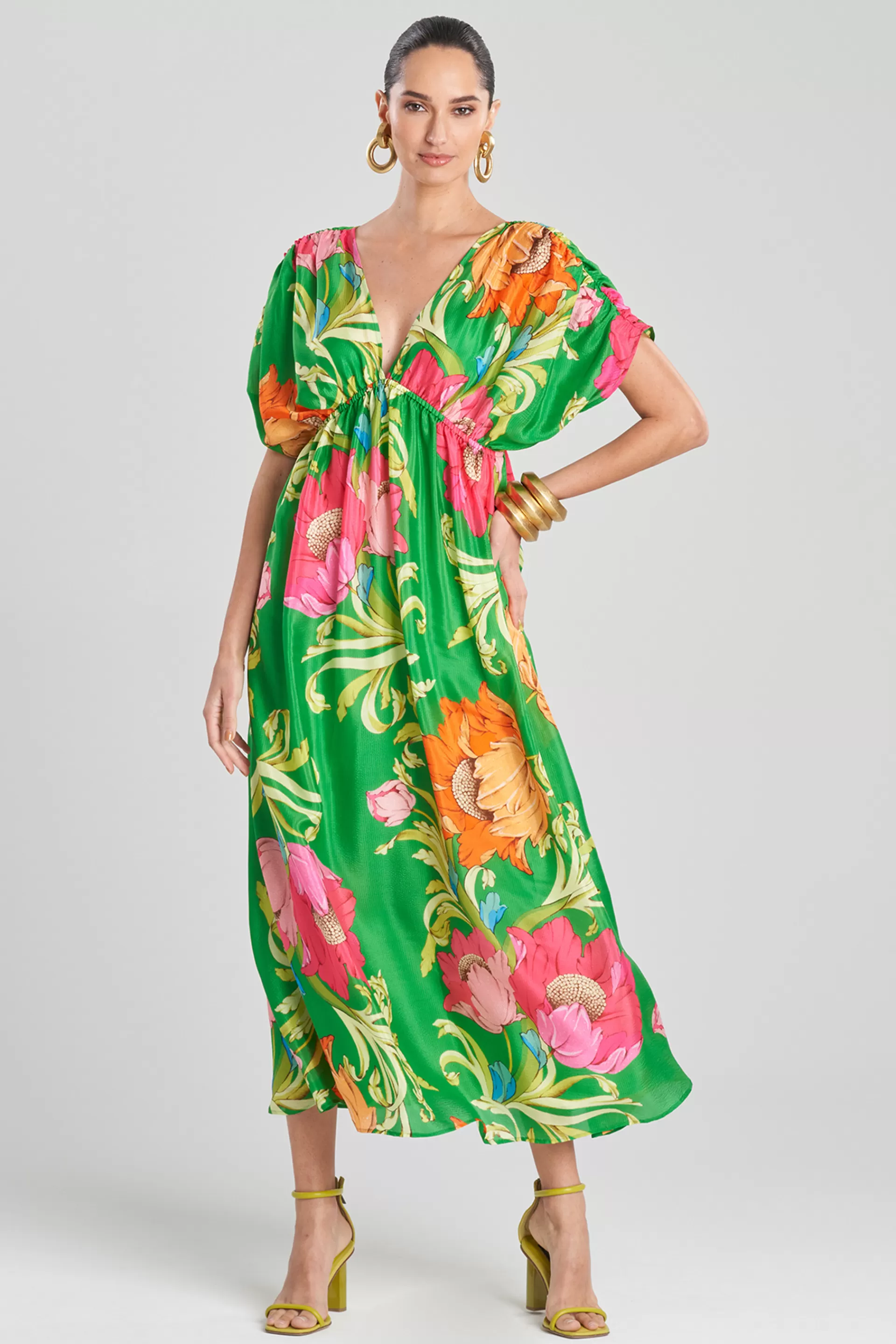 Natori Dresses | Wedding Guest Dresses<Shinjo Obi Silk Kimono Dress Green Multi