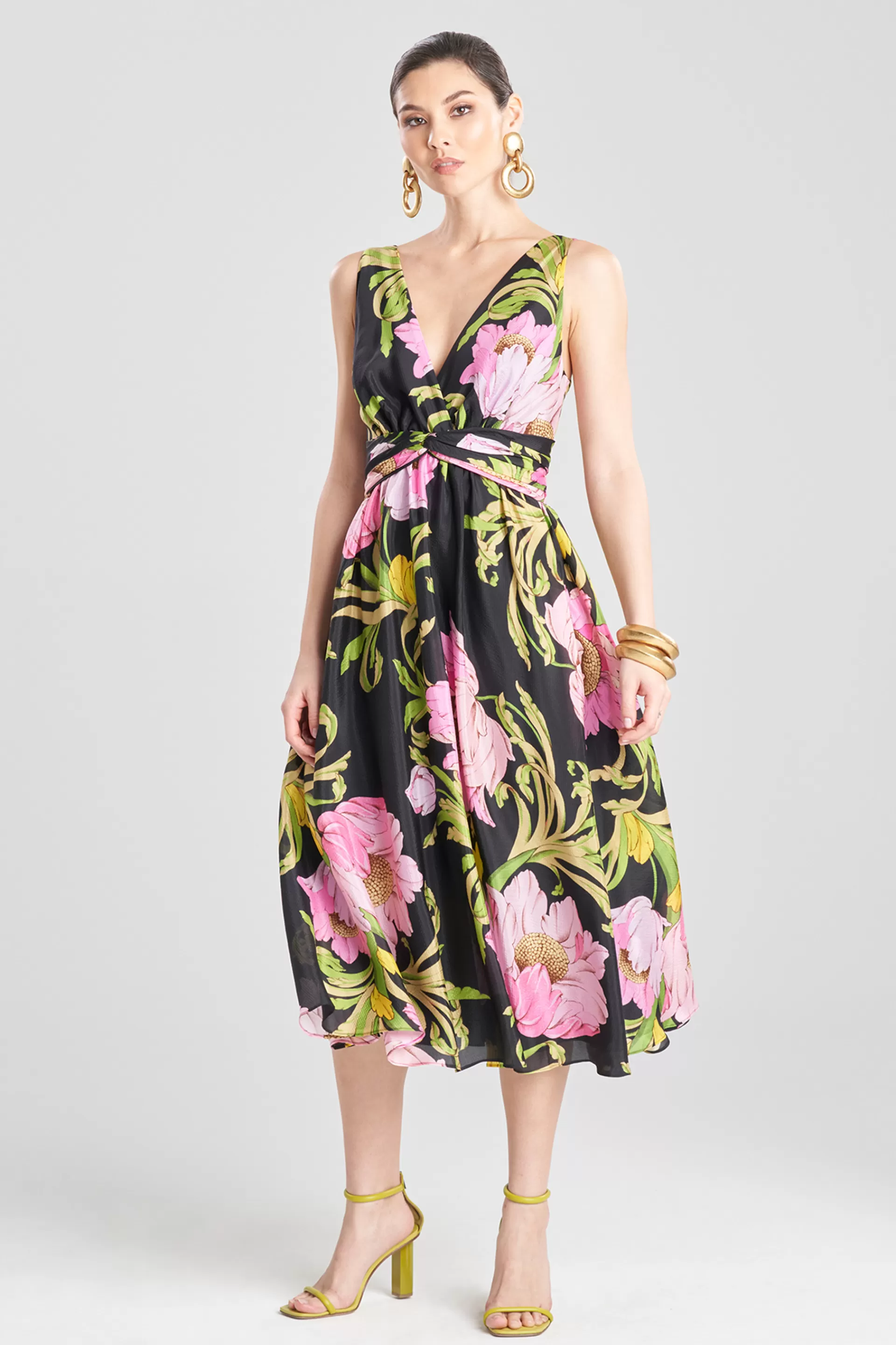 Natori Dresses | Wedding Guest Dresses<Shinjo Obi Silk Midi Dress Black Multi