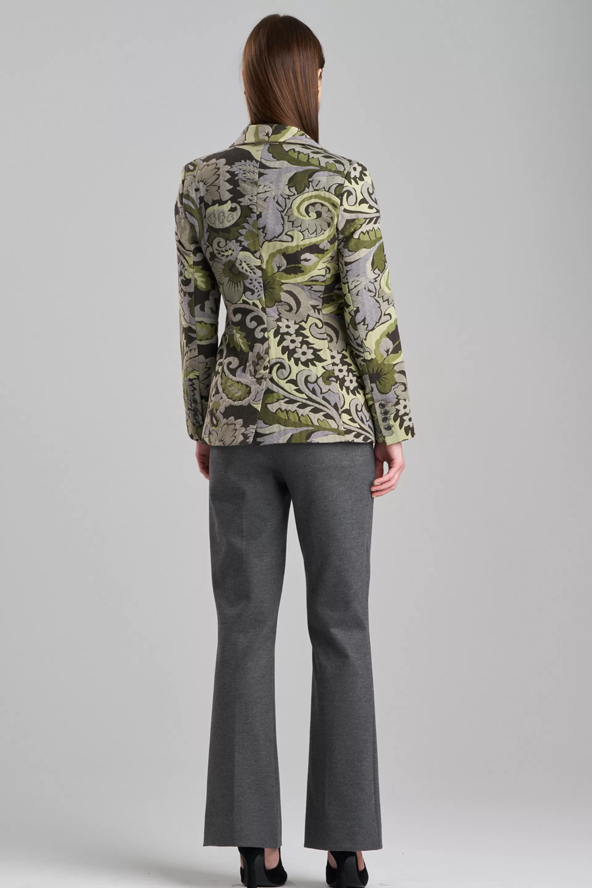 Natori Plus Sizes | Jackets & Outerwear<Shinrin Paisley Jacquard Notch Lapel Blazer Sage