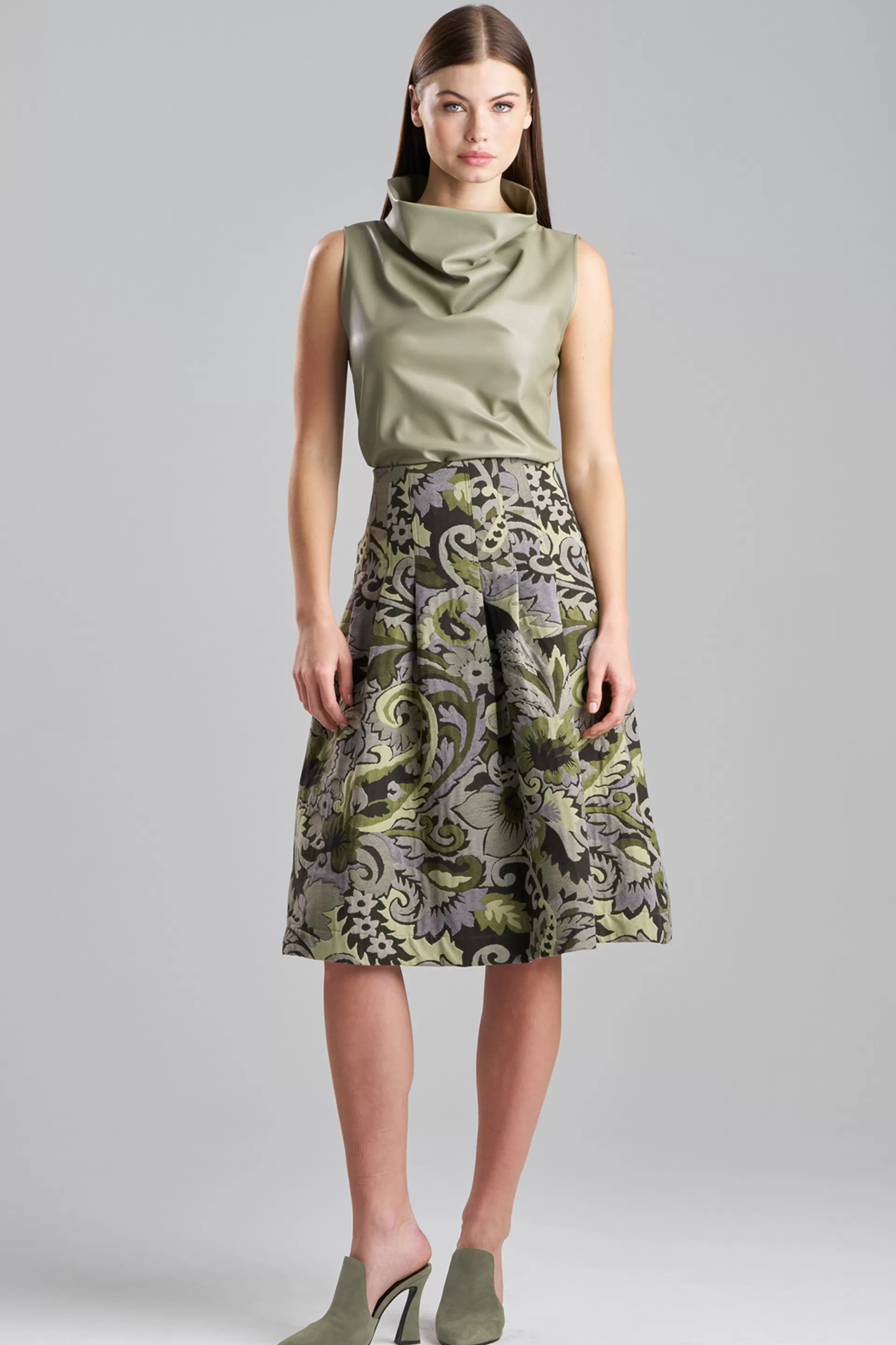 Natori Pants, Skirts & Shorts<Shinrin Paisley Jacquard Pleated Skirt Sage