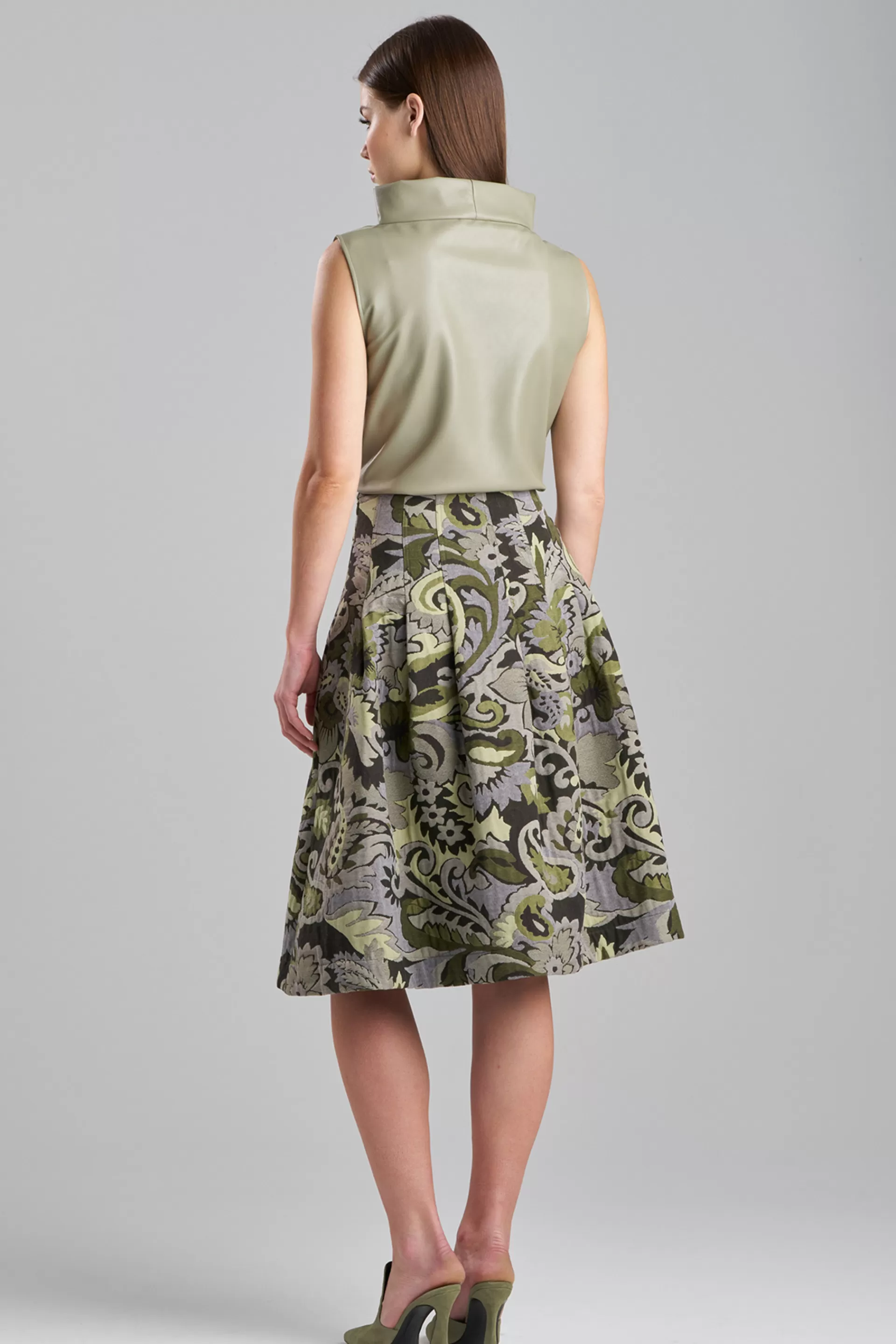 Natori Pants, Skirts & Shorts<Shinrin Paisley Jacquard Pleated Skirt Sage