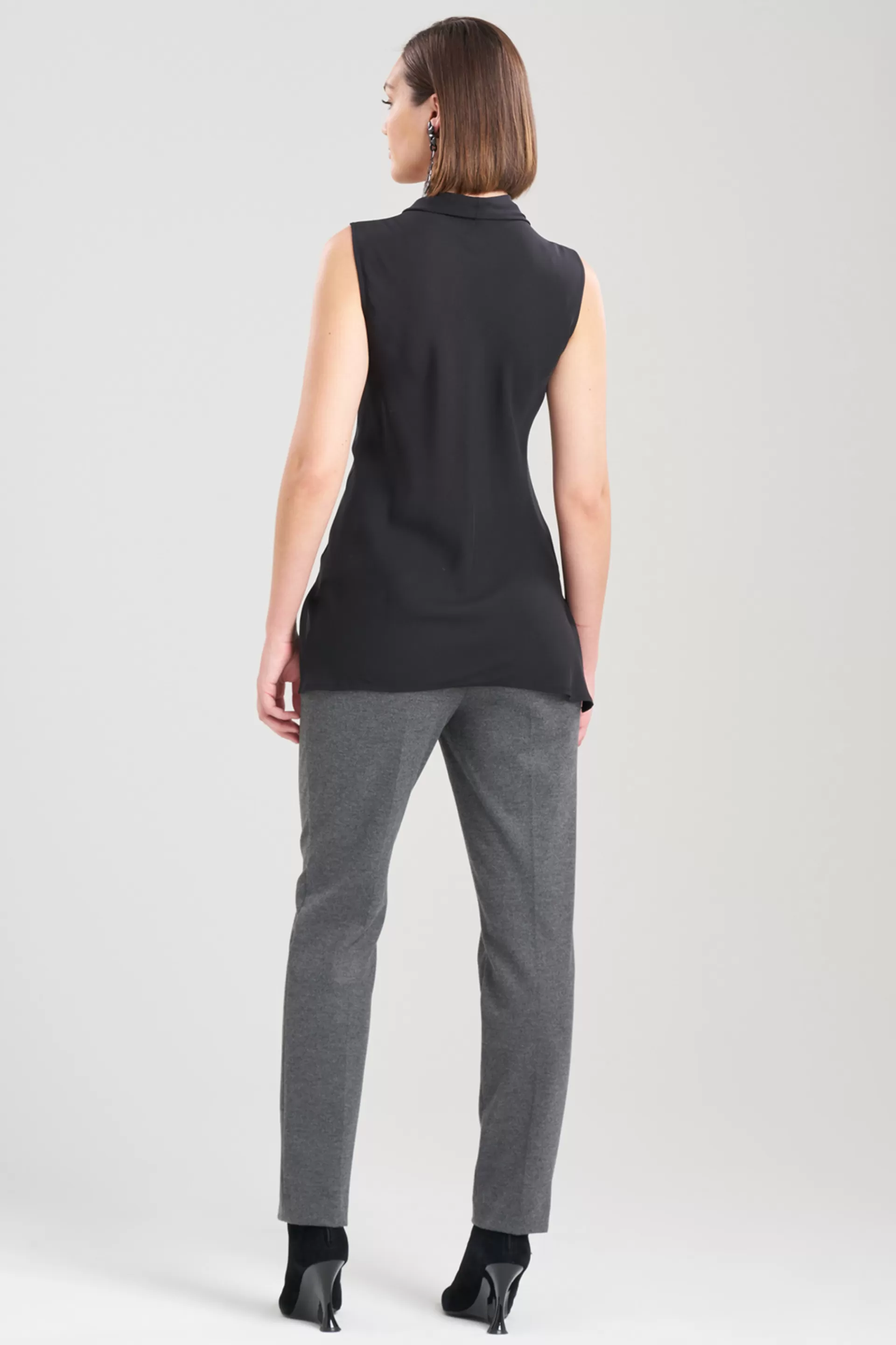 Natori Tops, Shirts & Tunics<Silk Georgette Funnel Cowl Neck Top Black