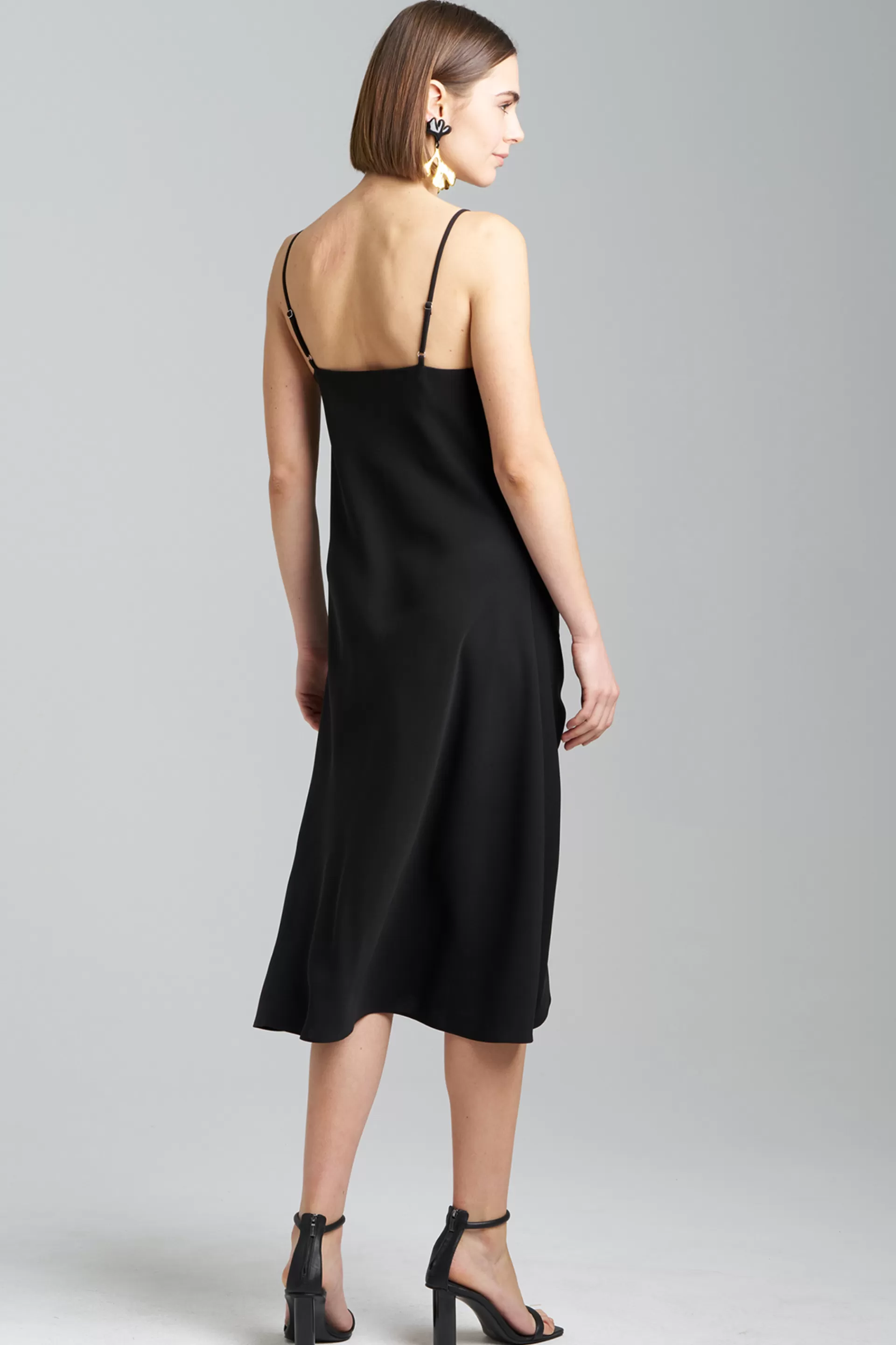 Natori Dresses<Solid Crepe Embroidered Slip Dress Black