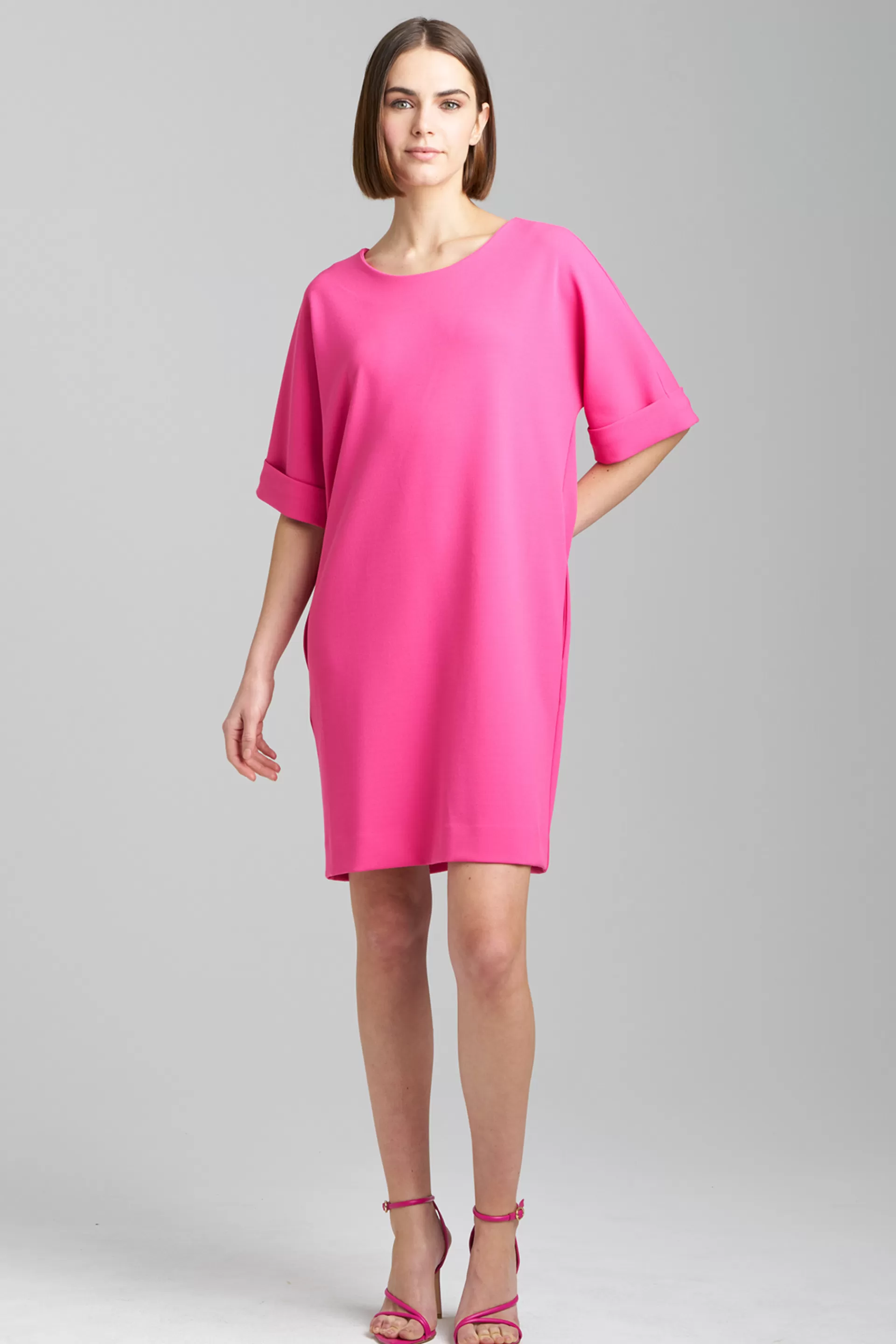 Natori Dresses<Solid Knit Crepe T-Shirt Dress