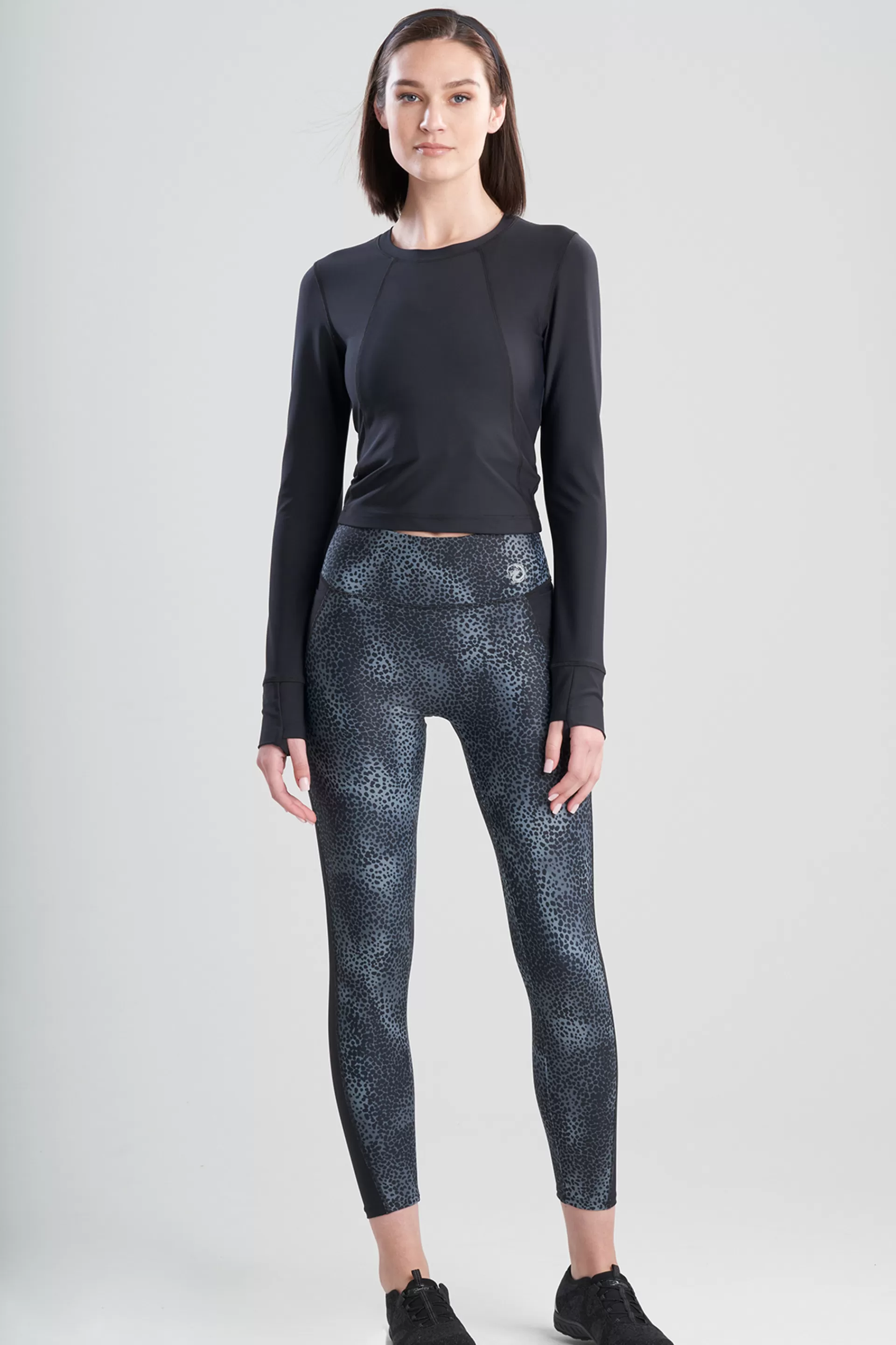 Natori Tops | Athleisure<Solstice Long Sleeve Crop Top Black