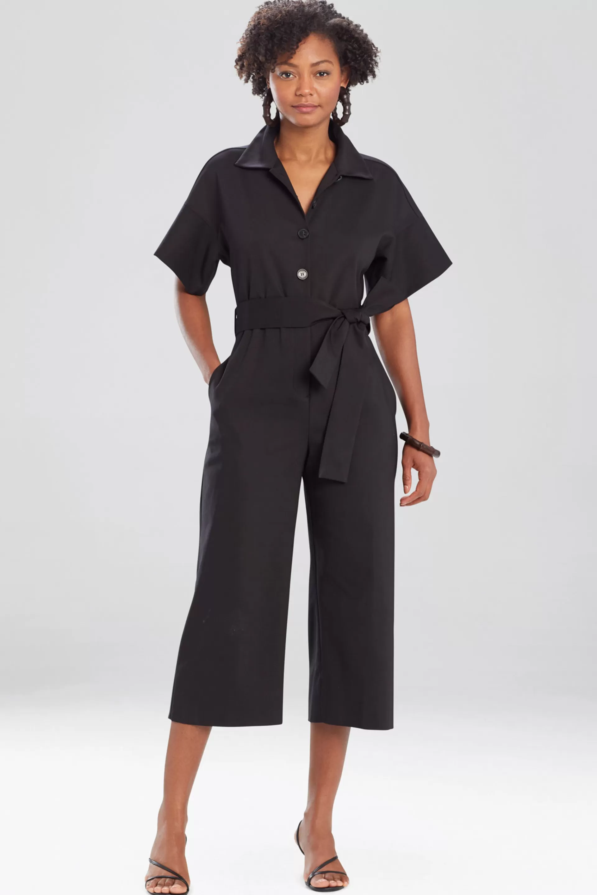 Natori Essentials | Jumpsuits<Stretch Cotton Blend Crop Jumpsuit Black