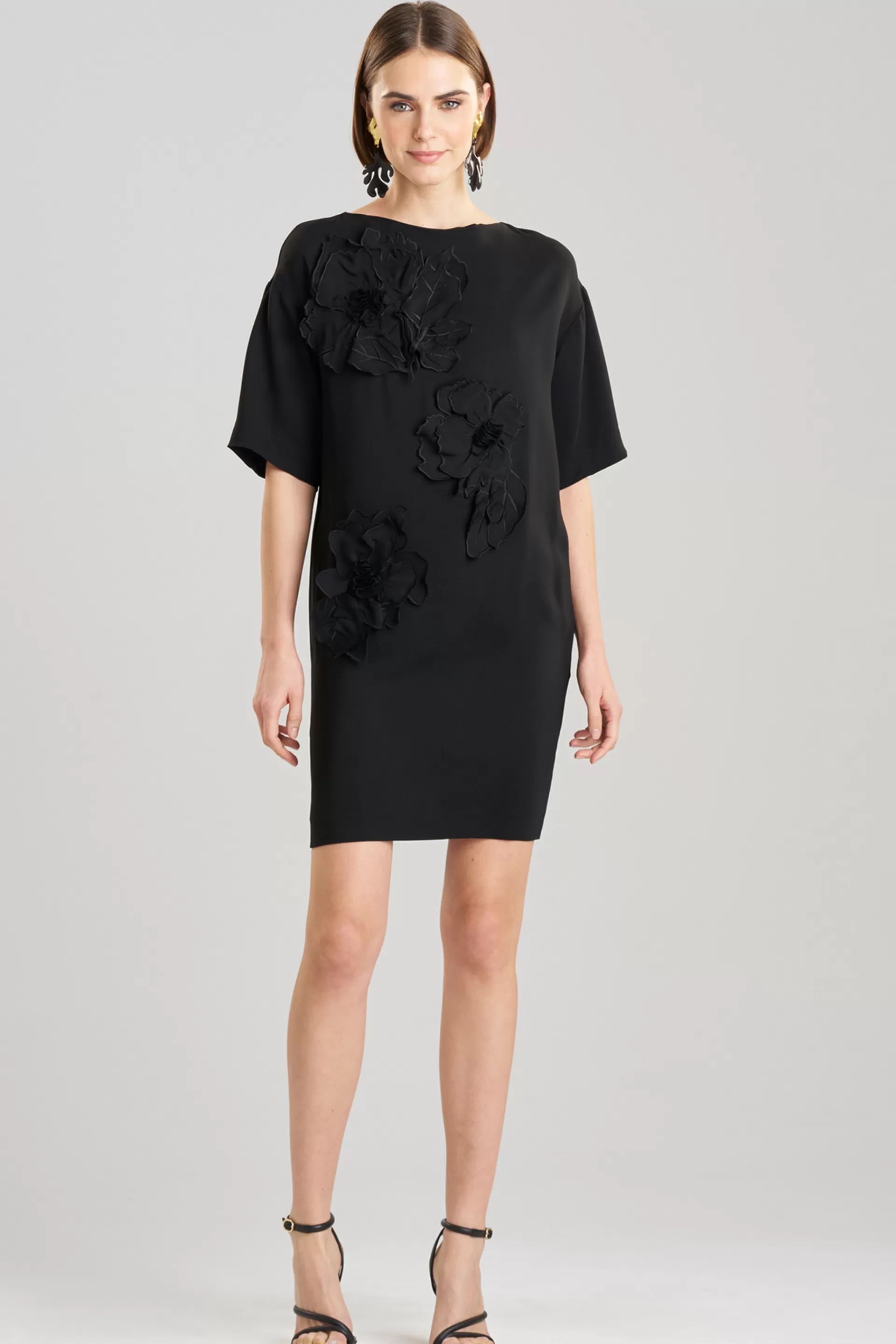 Natori Dresses<Stretch Crepe Embellished T-Shirt Dress Black