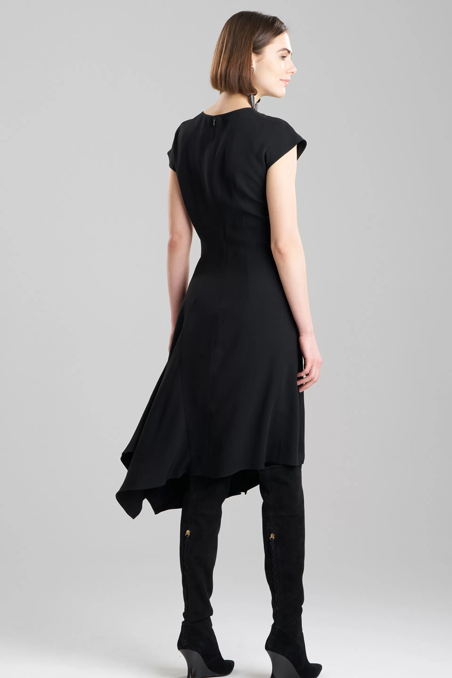 Natori Dresses<Stretch Crepe Side Drape Dress Black