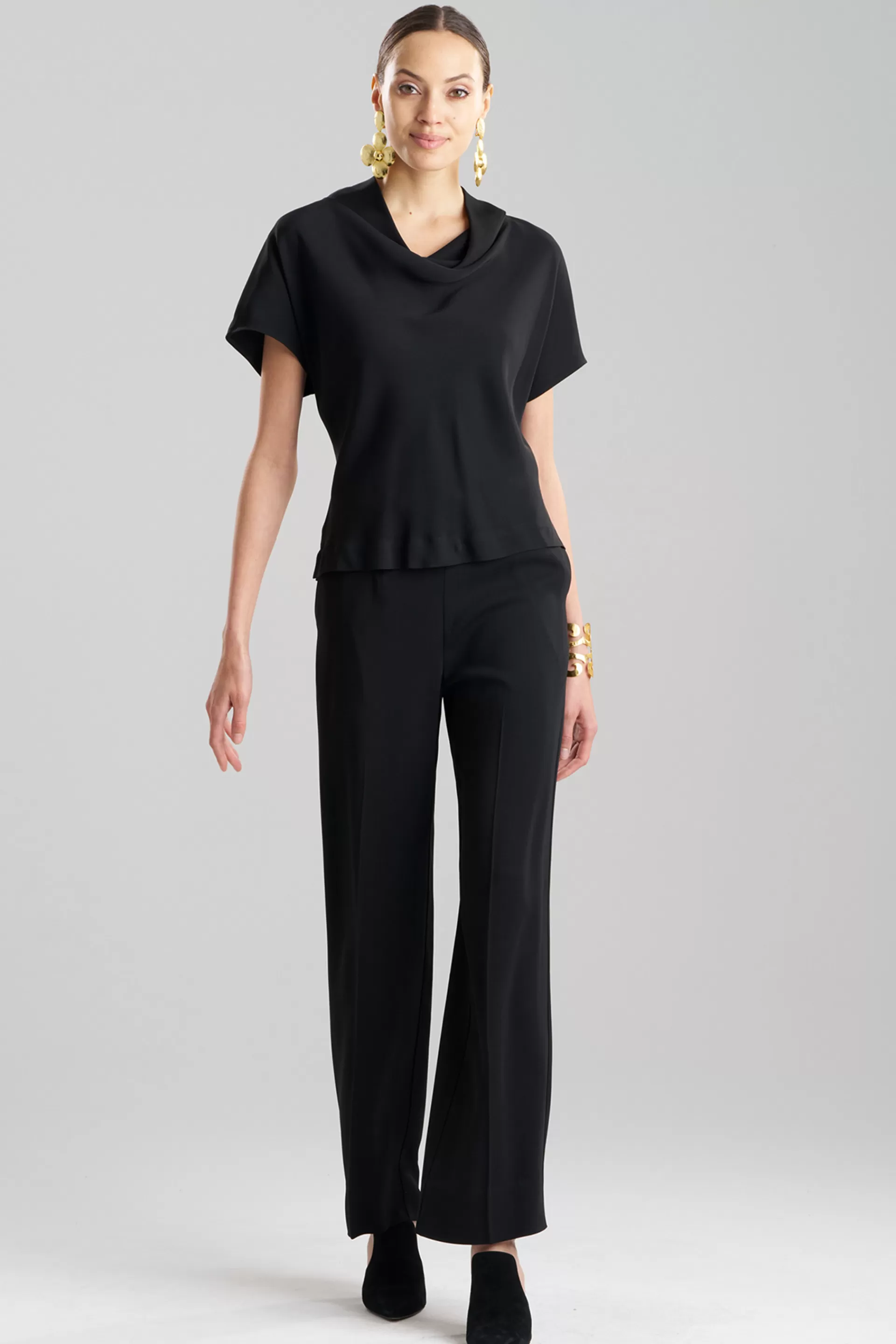 Natori Tops, Shirts & Tunics<Stretch Crepe Wedge Funnel Top Black