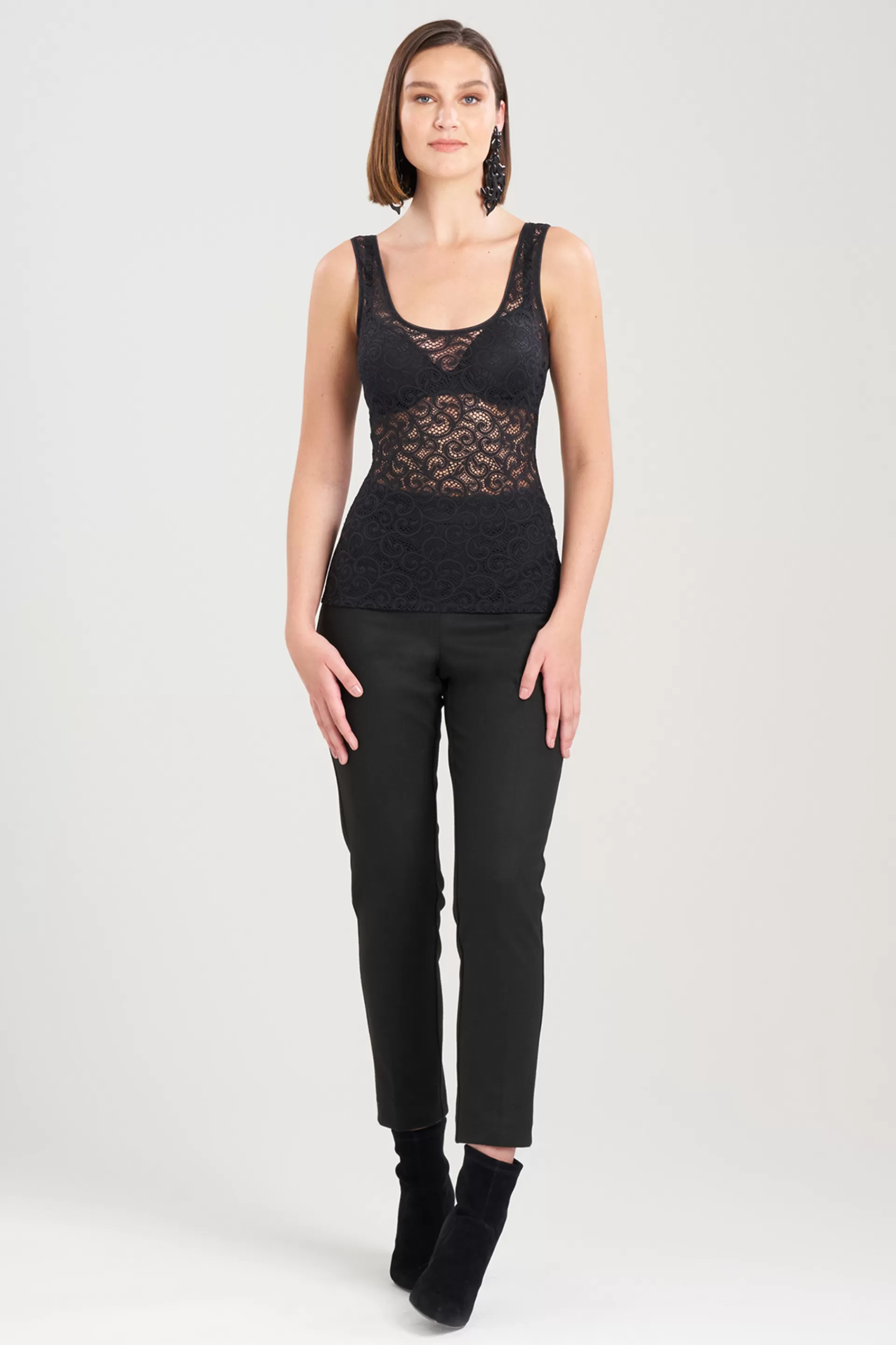 Natori Essentials | Tops, Shirts & Tunics<Stretch Scroll Lace Tank Black