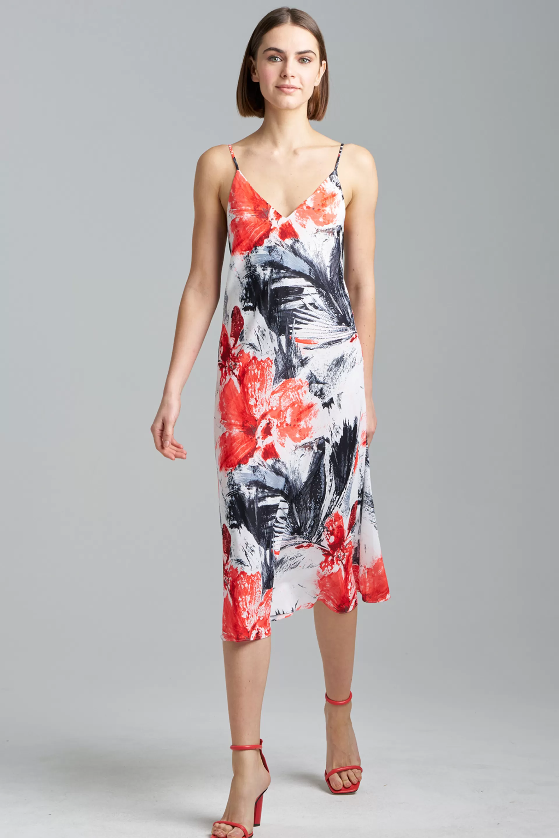 Natori Dresses<Sunset Palm Slip Dress Black/White