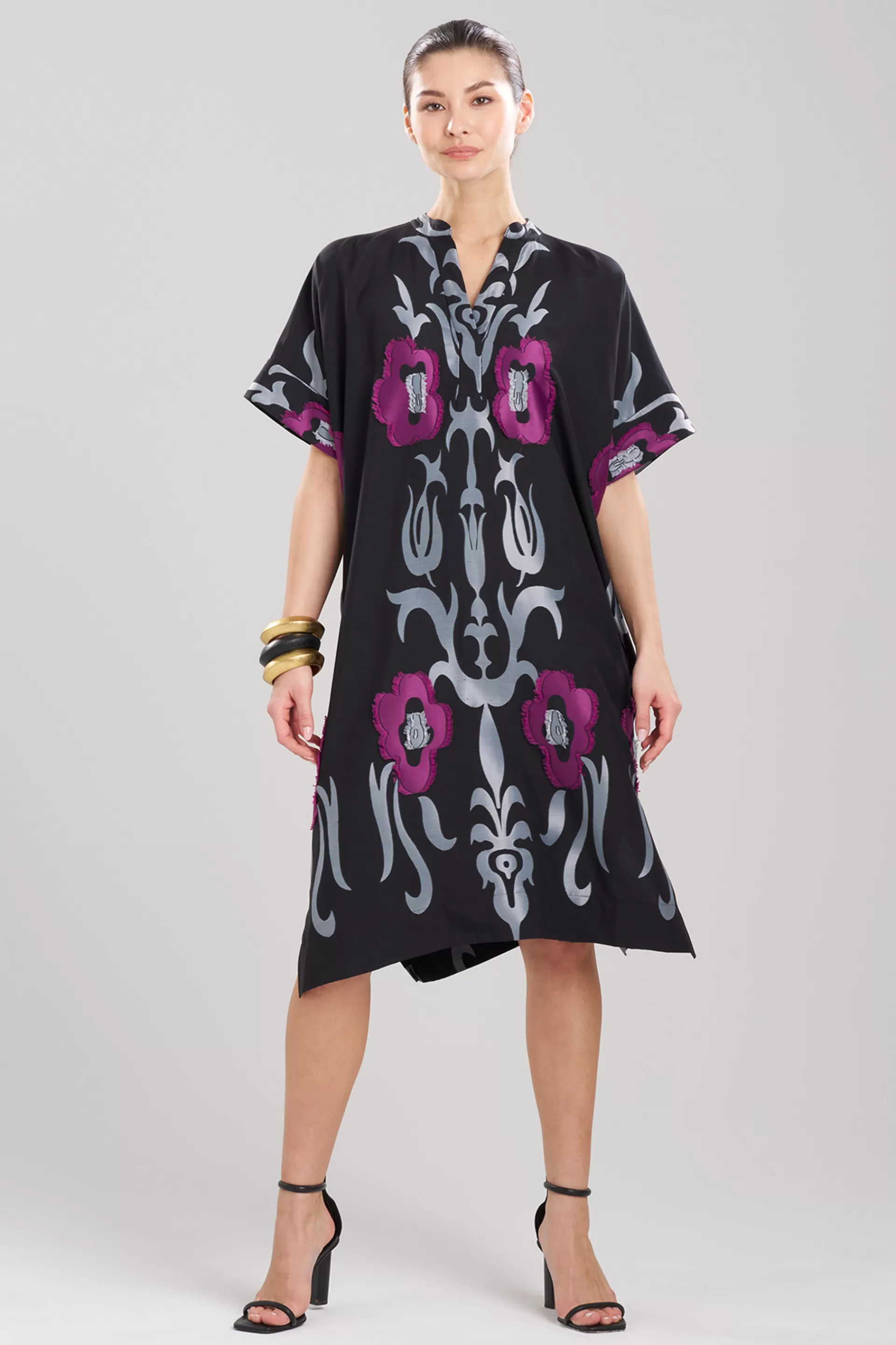 Natori Dresses | Caftan Dresses<Suzani Jacquard Oversized Caftan Dress Black Multi