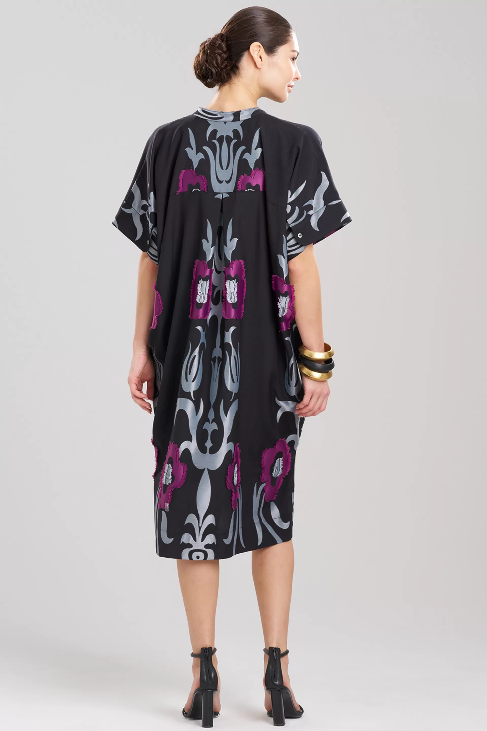 Natori Dresses | Caftan Dresses<Suzani Jacquard Oversized Caftan Dress Black Multi