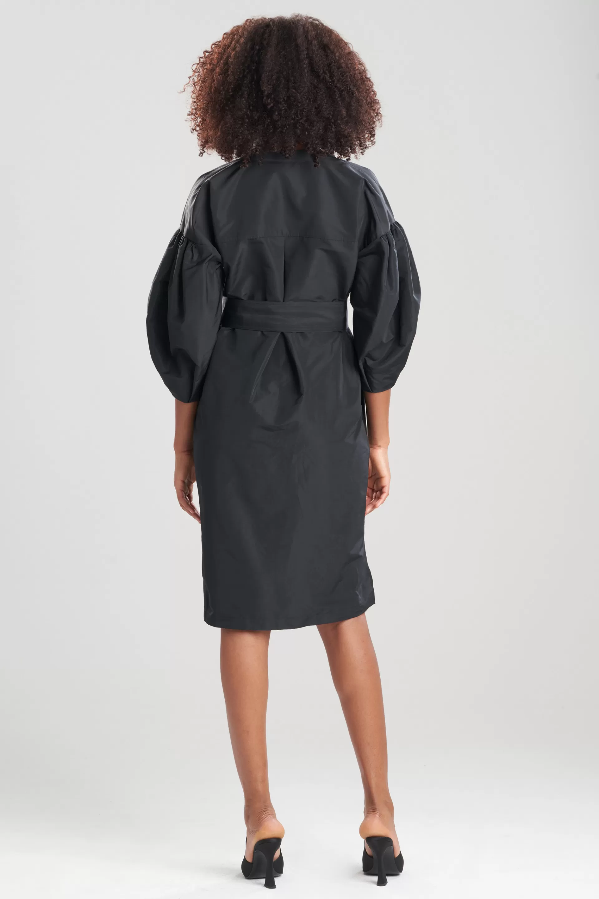 Natori Dresses<Taffeta Balloon Sleeve Shirtdress Black