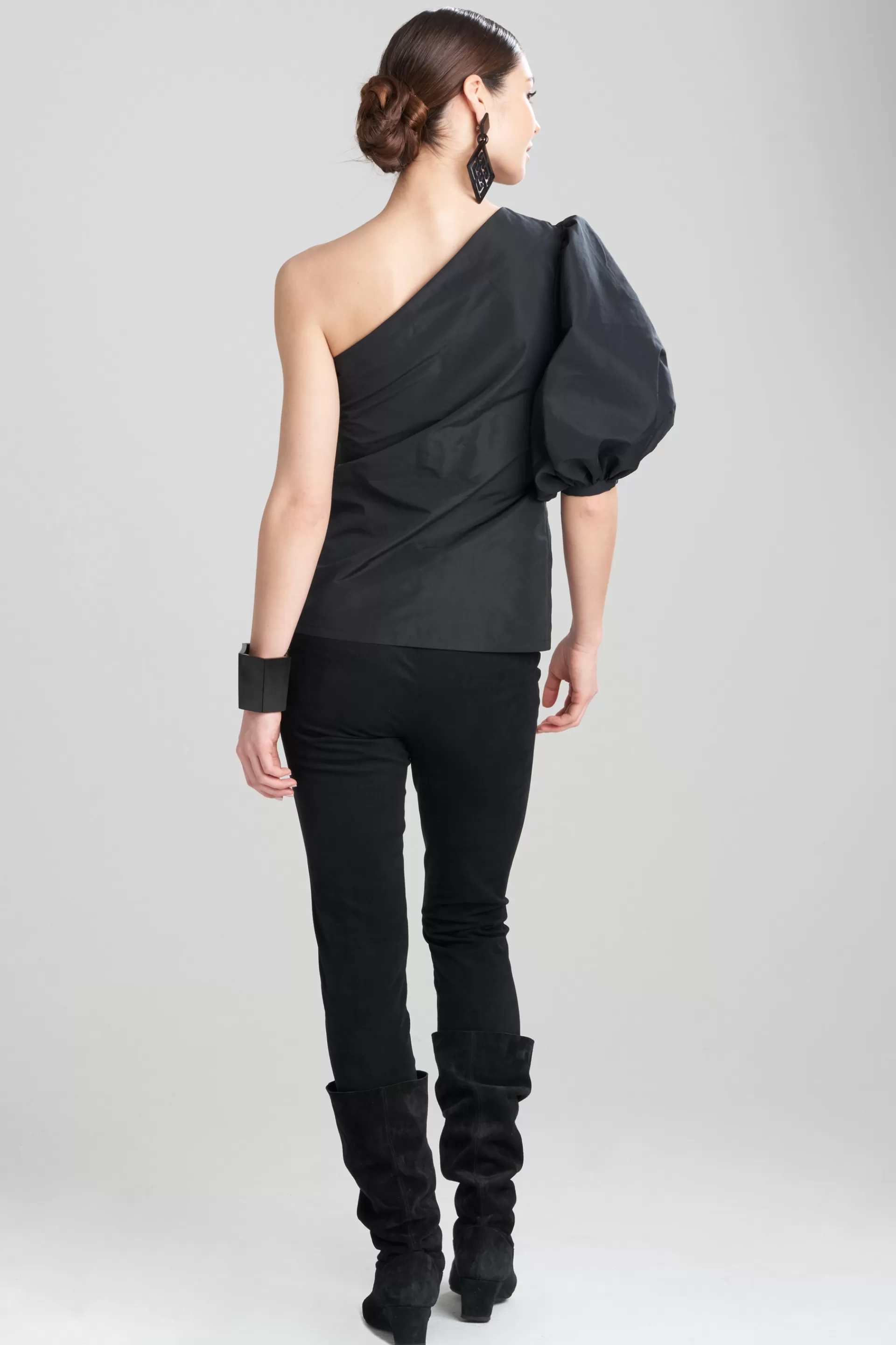 Natori Tops, Shirts & Tunics<Taffeta One Shoulder Balloon Sleeve Top Black