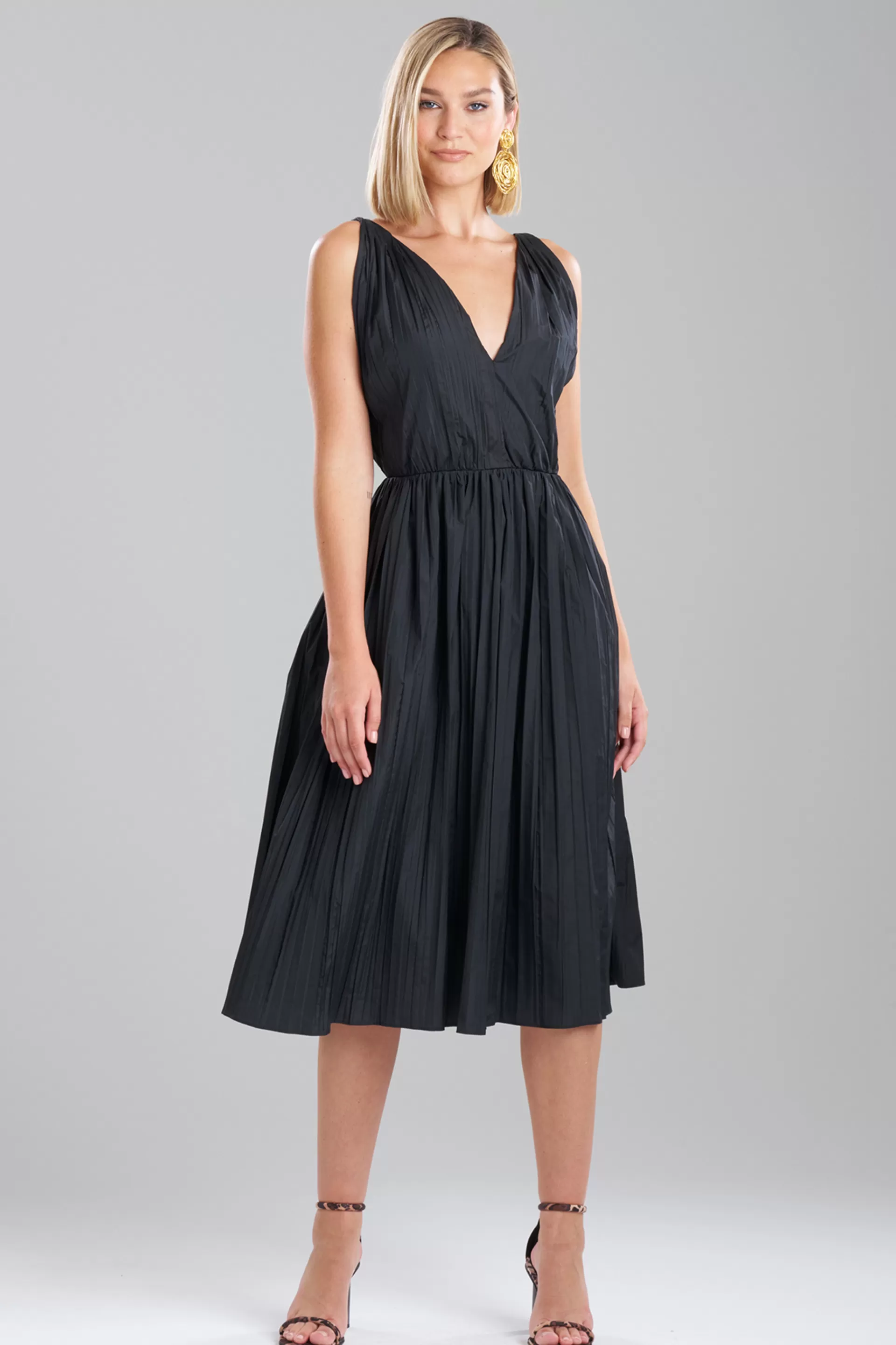 Natori Dresses<Taffeta Plisse A-line Dress Black