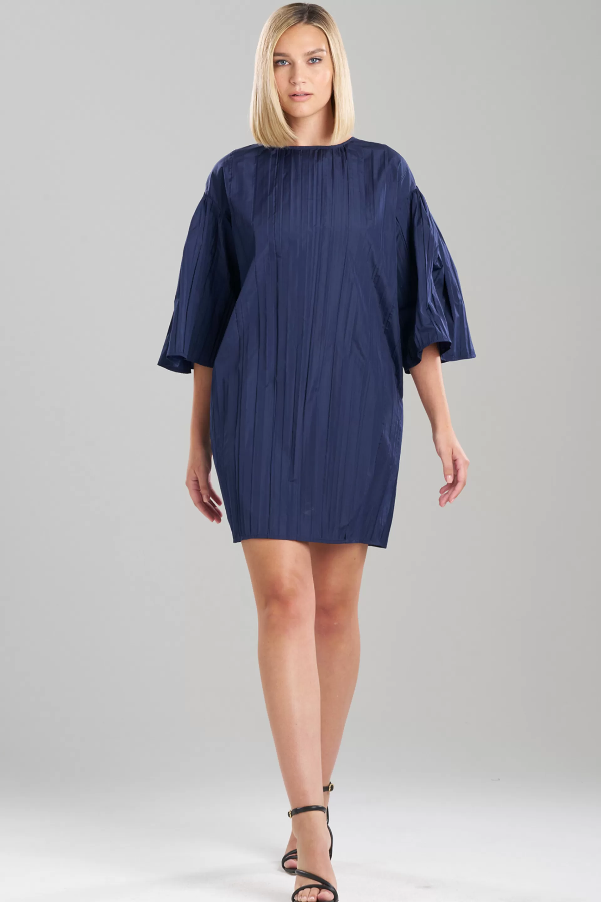 Natori Dresses<Taffeta Plisse Dress Midnight Navy