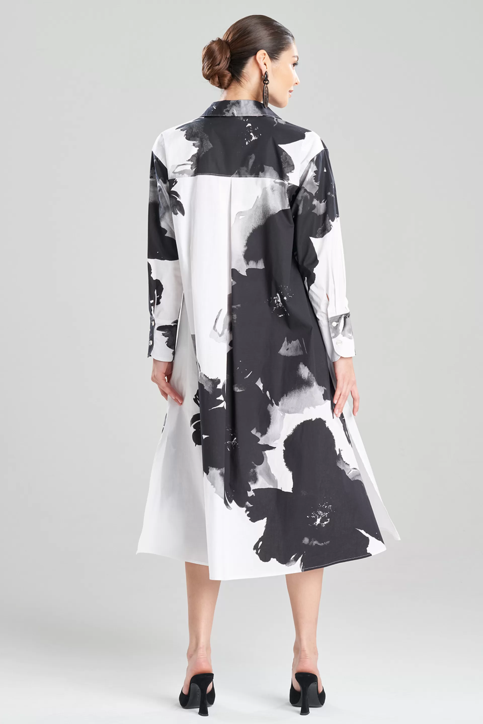 Natori Dresses<Taichou Cotton Poplin Oversized Half Placket Shirtdress White/Black