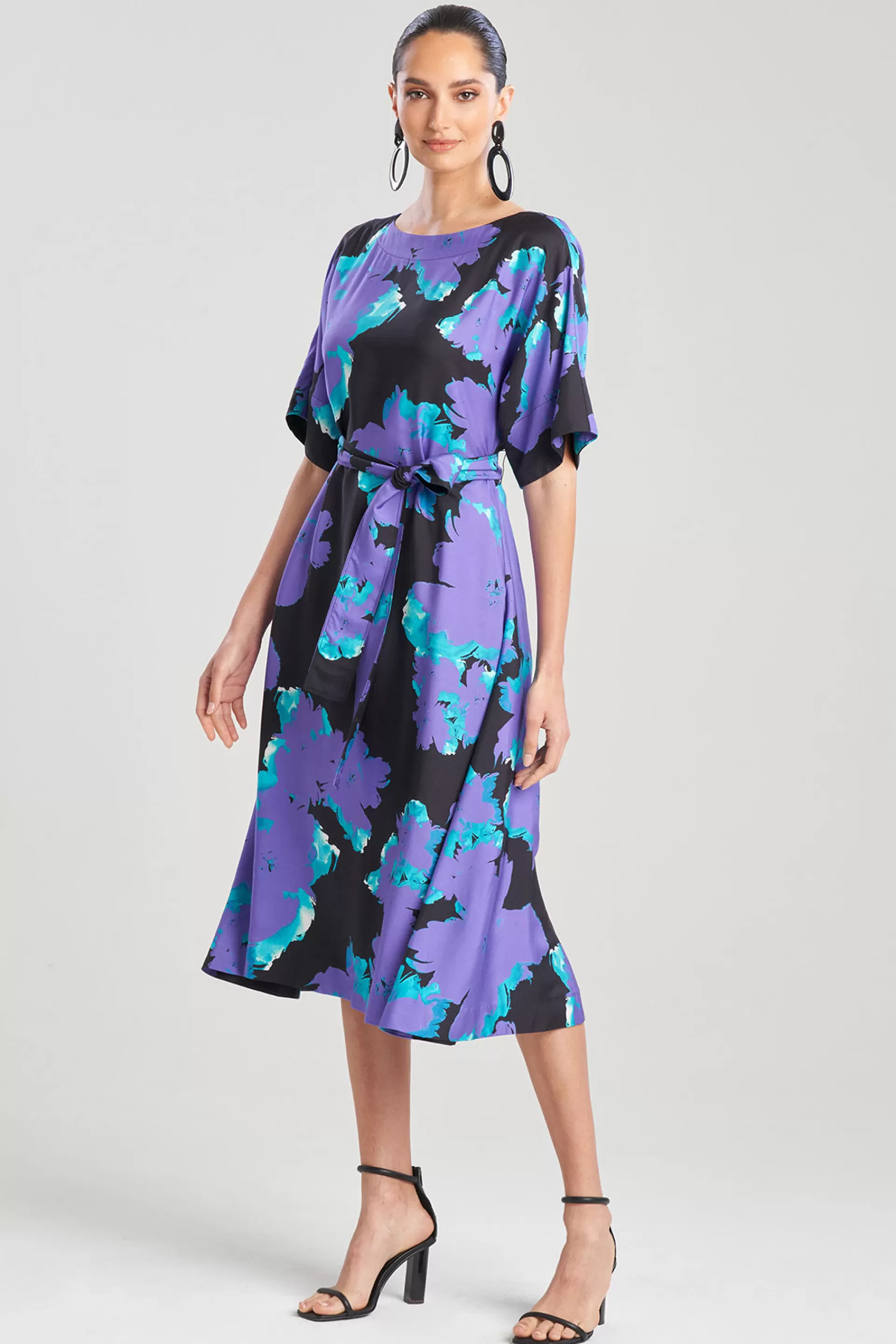 Natori Dresses<Taichou Cotton Silk Boat Neck Dress Lavender