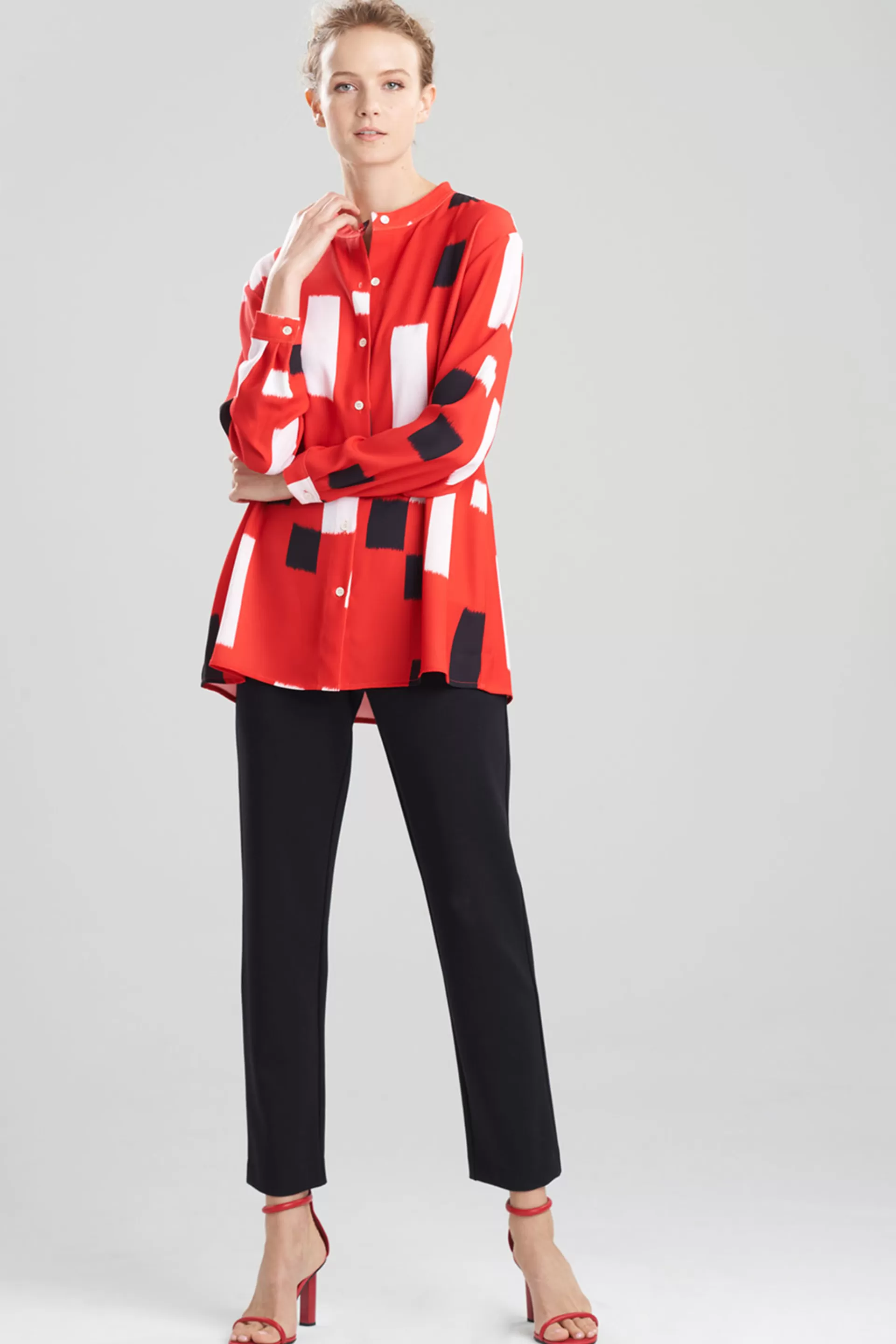 Natori Tops, Shirts & Tunics<Takara Fluid Crepe Shirt Red/Black