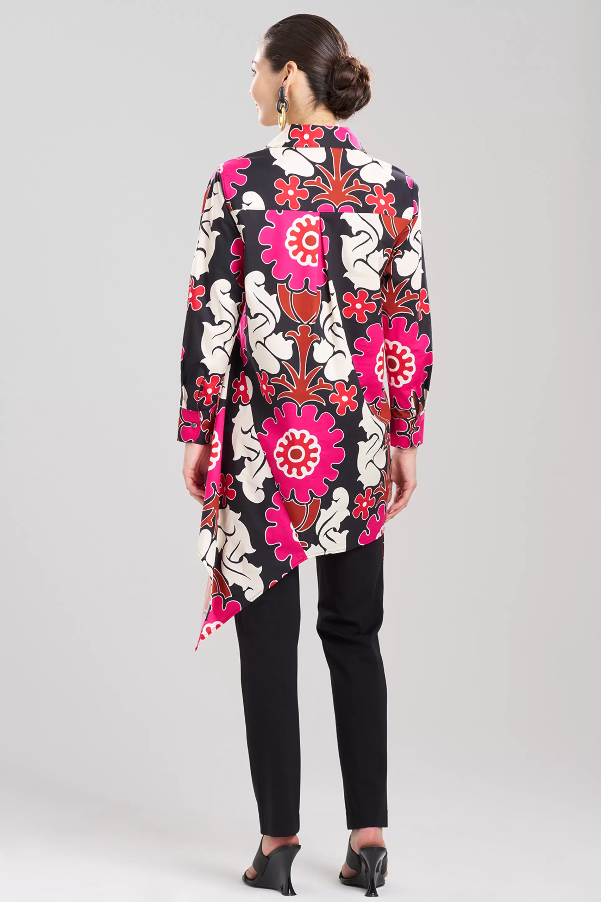 Natori Tops, Shirts & Tunics<Talitha Cotton Poplin Asymmetrical Flounce Shirt Black Multi