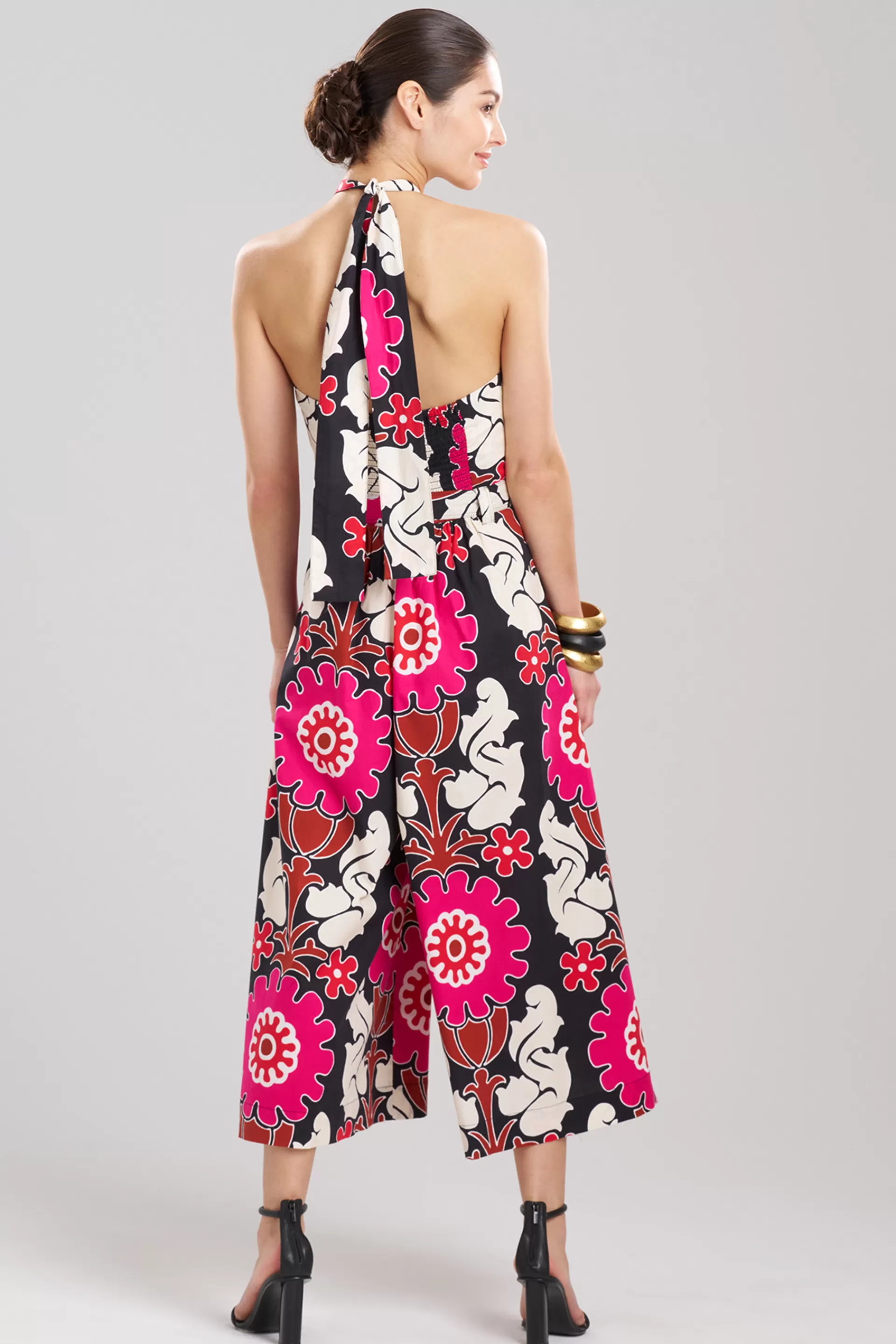 Natori Jumpsuits<Talitha Cotton Poplin Belted Halter Jumpsuit Black Multi